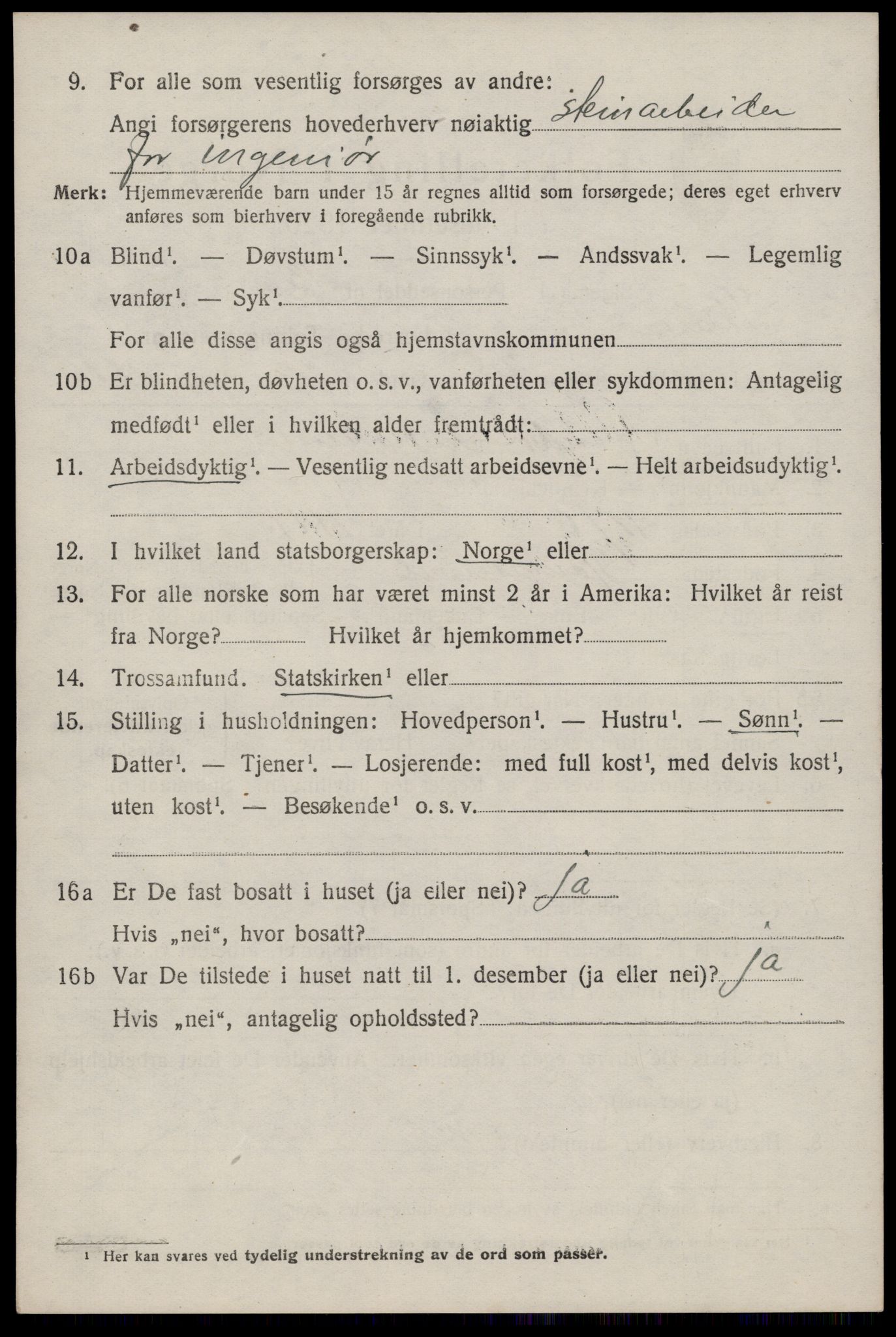 SAST, 1920 census for Skåre, 1920, p. 5297