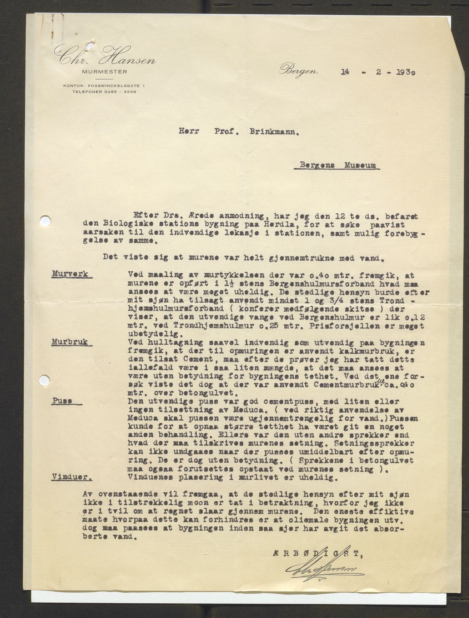 Bergens Museum, AV/SAB-A-17301/13/D/L0002: Korrespondanse , 1928-1940, p. 101