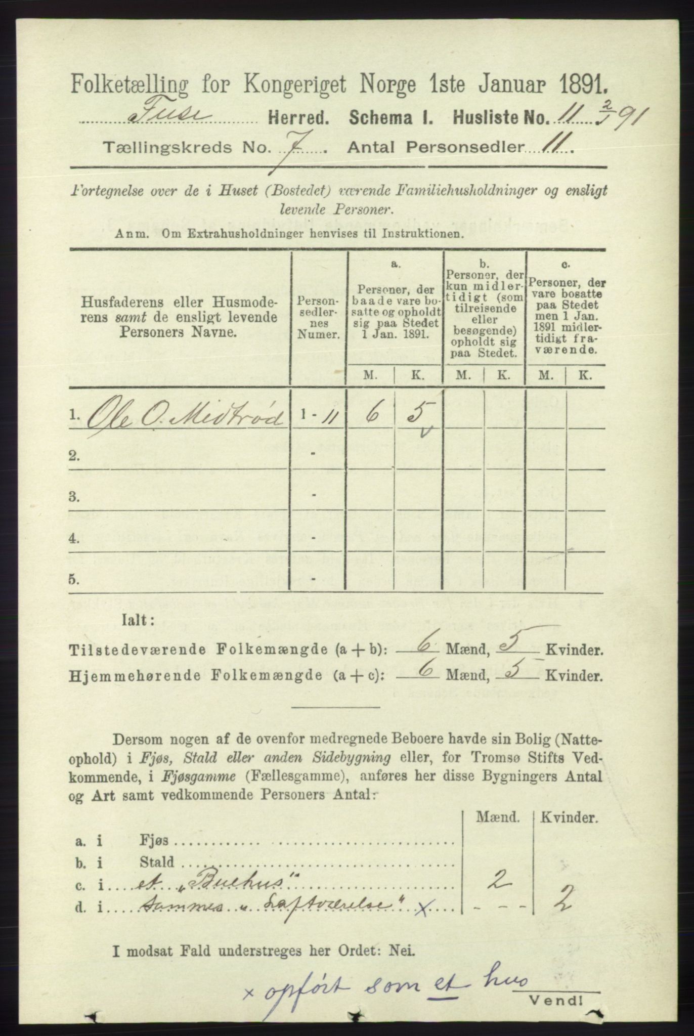 RA, 1891 census for 1241 Fusa, 1891, p. 1274