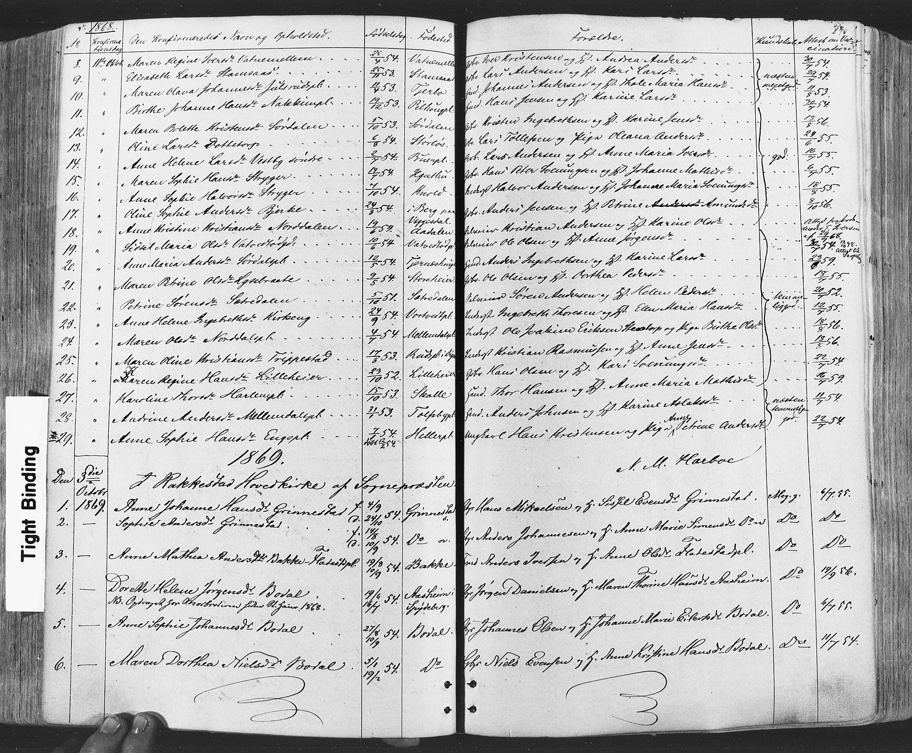 Rakkestad prestekontor Kirkebøker, SAO/A-2008/F/Fa/L0011: Parish register (official) no. I 11, 1862-1877, p. 240