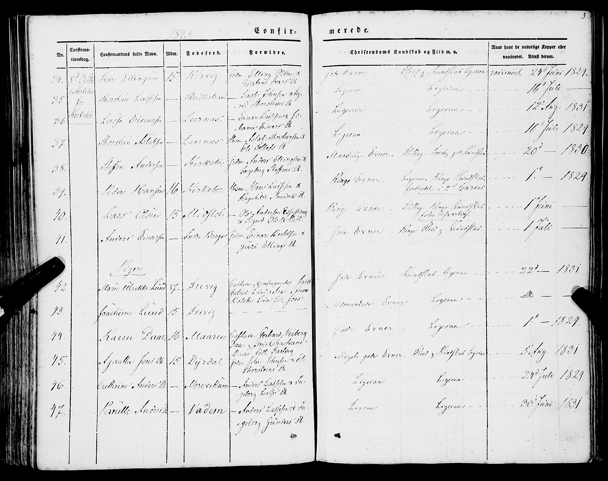 Lavik sokneprestembete, AV/SAB-A-80901: Parish register (official) no. A 3, 1843-1863, p. 3