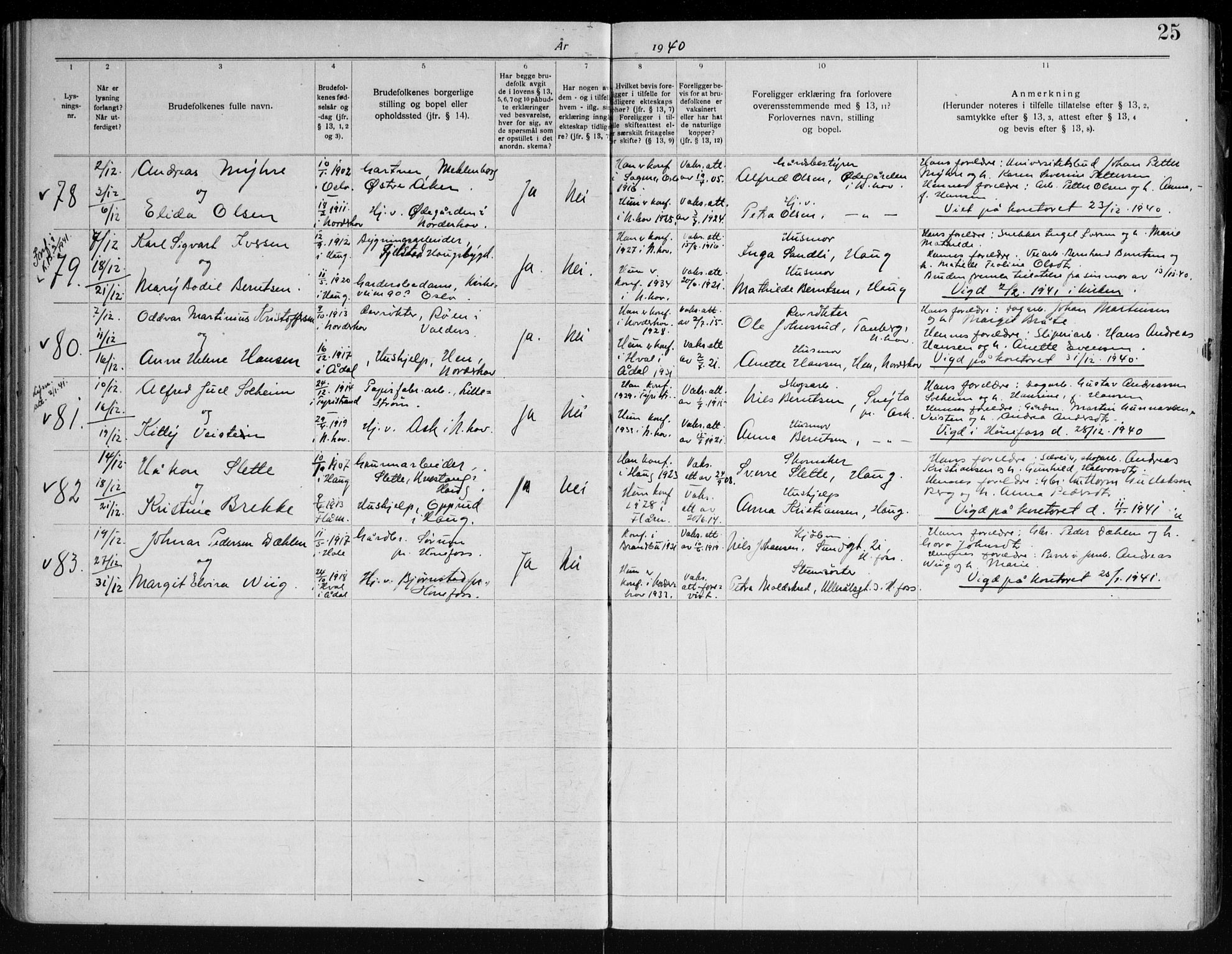 Norderhov kirkebøker, AV/SAKO-A-237/H/Ha/L0005: Banns register no. 5, 1938-1954, p. 25