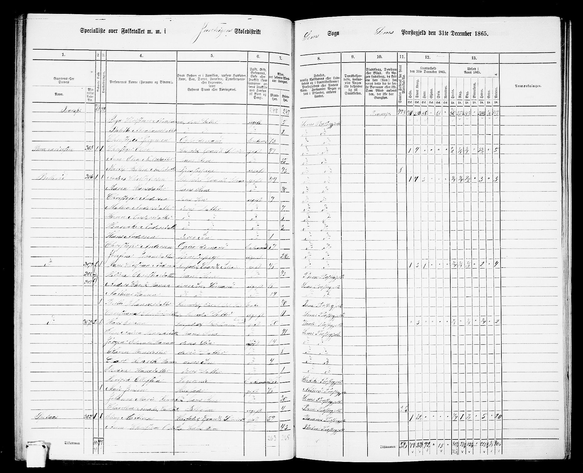 RA, 1865 census for Sem, 1865, p. 89