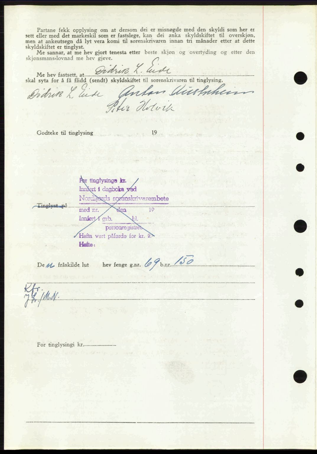 Nordfjord sorenskriveri, SAB/A-2801/02/02b/02bj/L0016a: Mortgage book no. A16 I, 1949-1950, Diary no: : 1638/1949