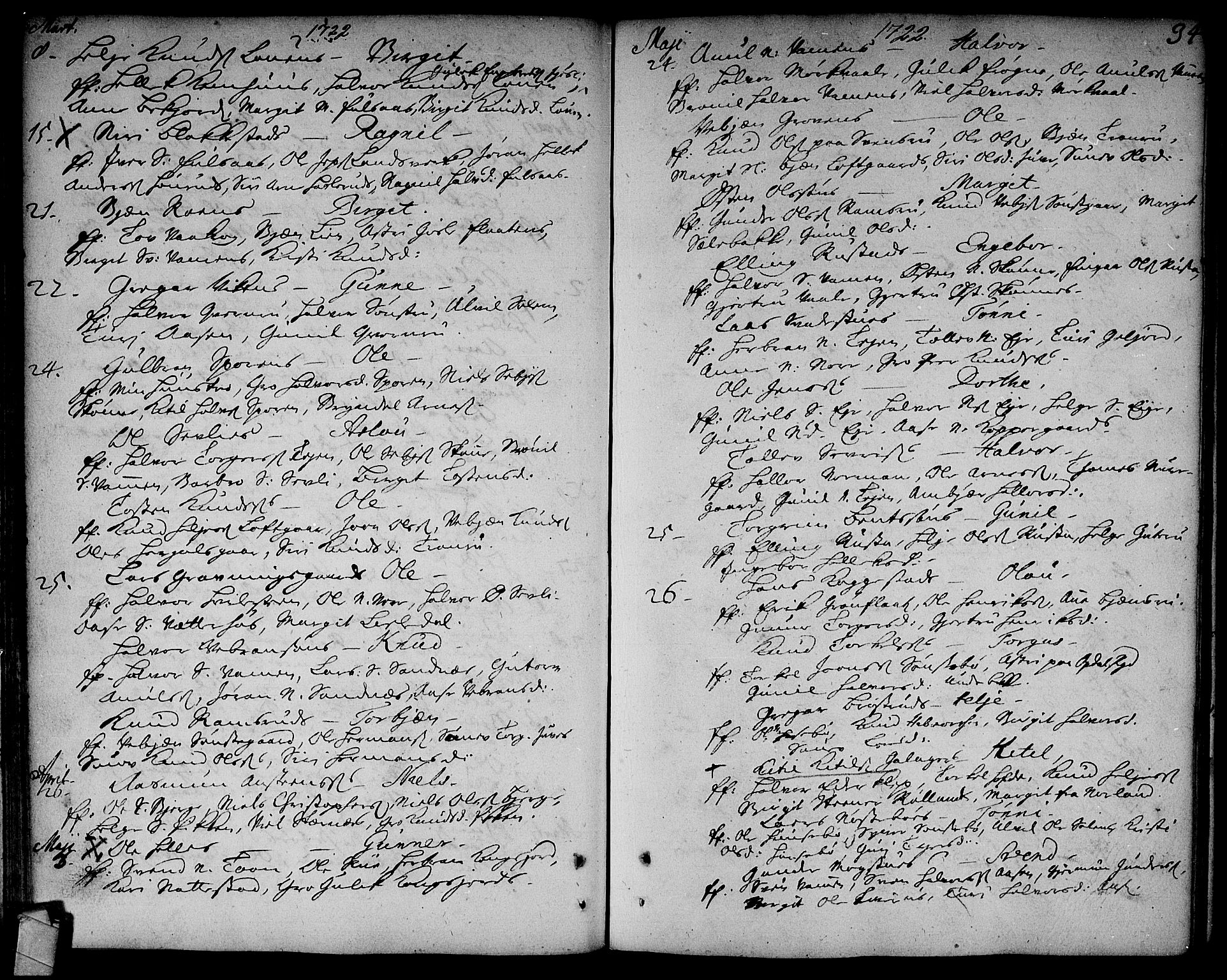 Rollag kirkebøker, AV/SAKO-A-240/F/Fa/L0002: Parish register (official) no. I 2, 1714-1742, p. 34