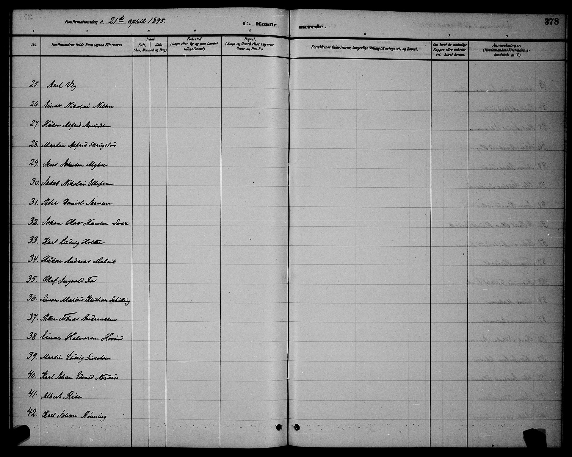 Ministerialprotokoller, klokkerbøker og fødselsregistre - Sør-Trøndelag, AV/SAT-A-1456/604/L0222: Parish register (copy) no. 604C05, 1886-1895, p. 378