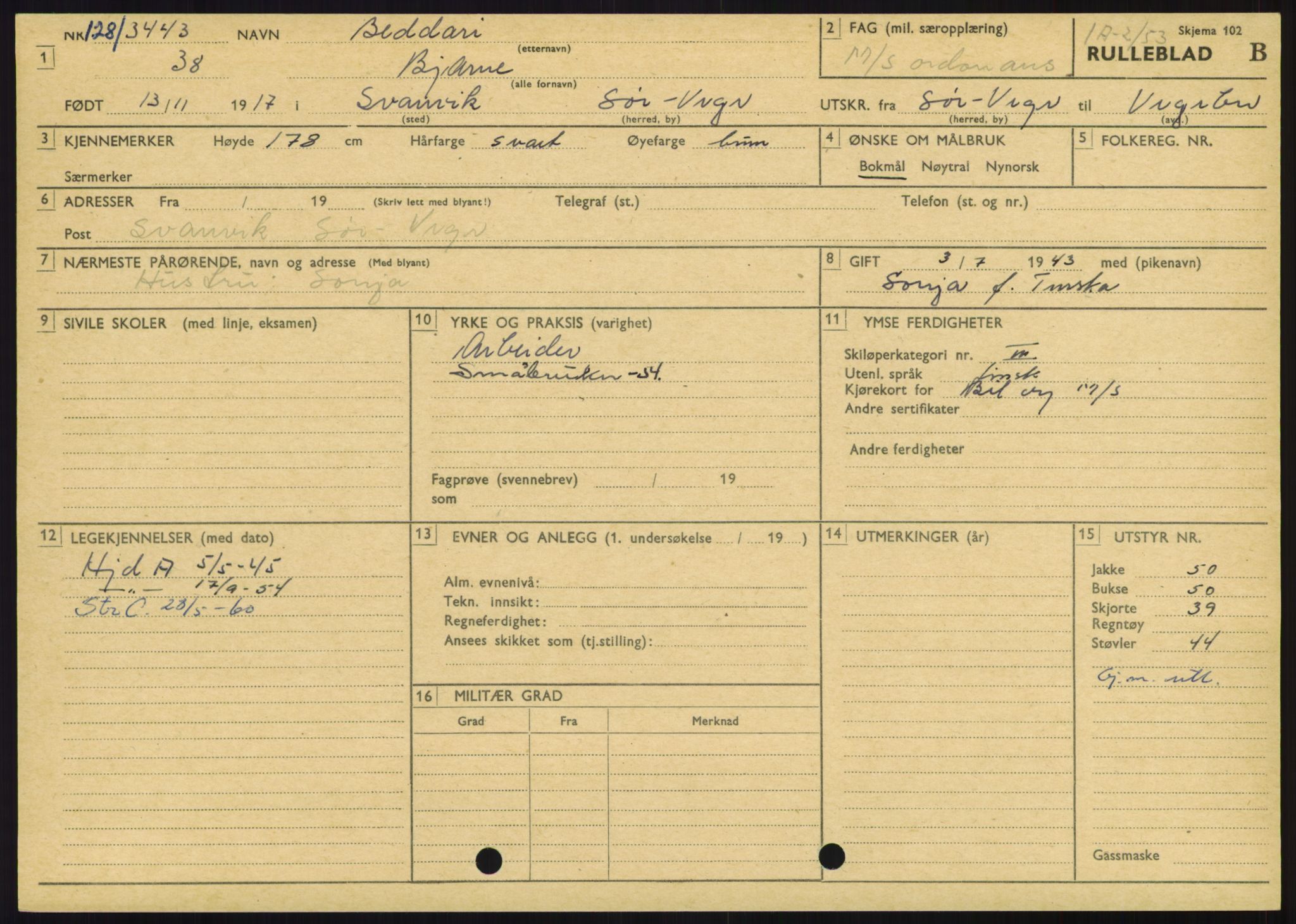 Forsvaret, Varanger bataljon, AV/RA-RAFA-2258/1/D/L0446: Rulleblad for menige født 1917-1919, 1917-1919, p. 30