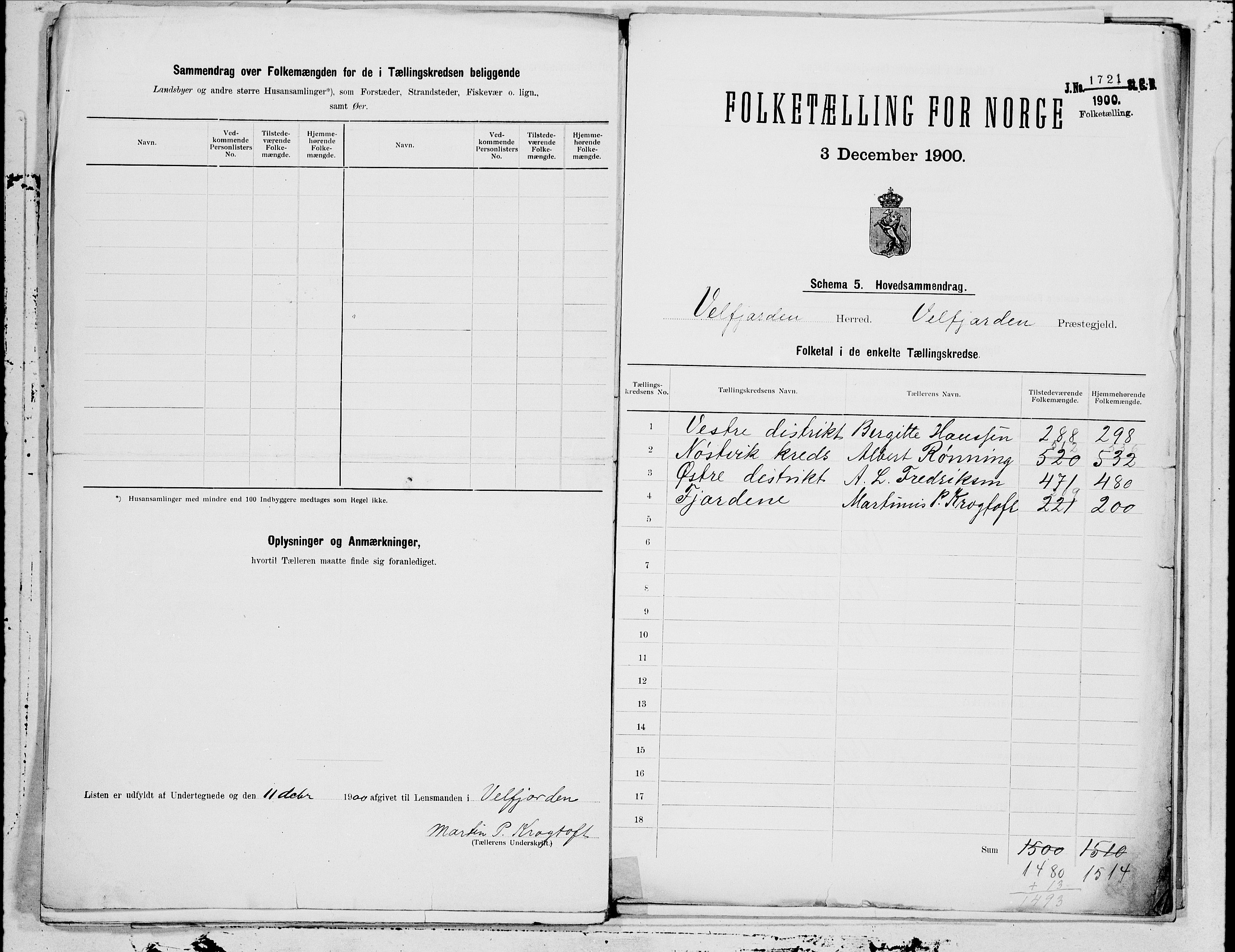 SAT, 1900 census for Velfjord, 1900, p. 10