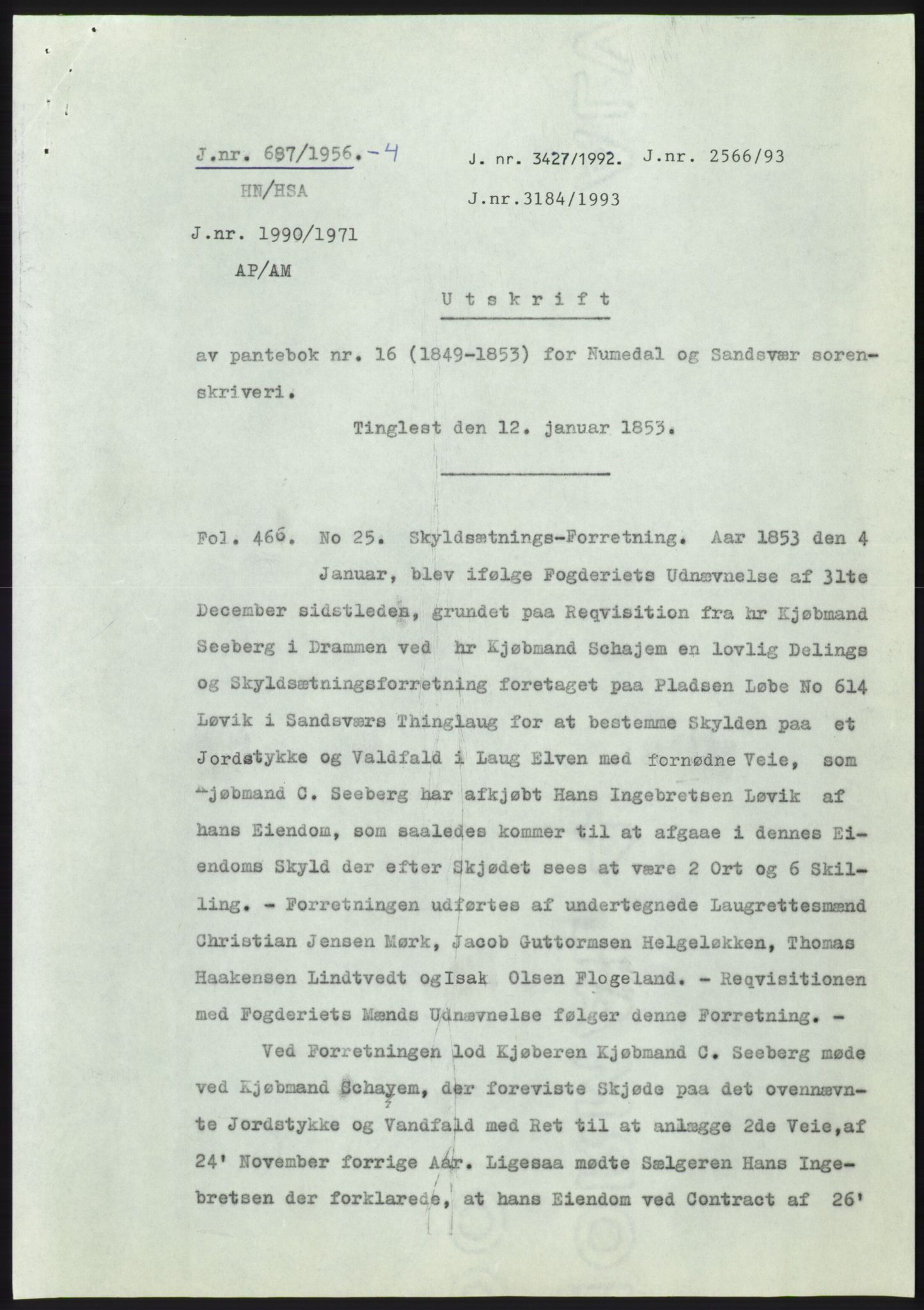 Statsarkivet i Kongsberg, AV/SAKO-A-0001/E/Ee/L0006: Avskrifter, SAO jnr. 401/1956 - 791/1956, 1956, p. 264