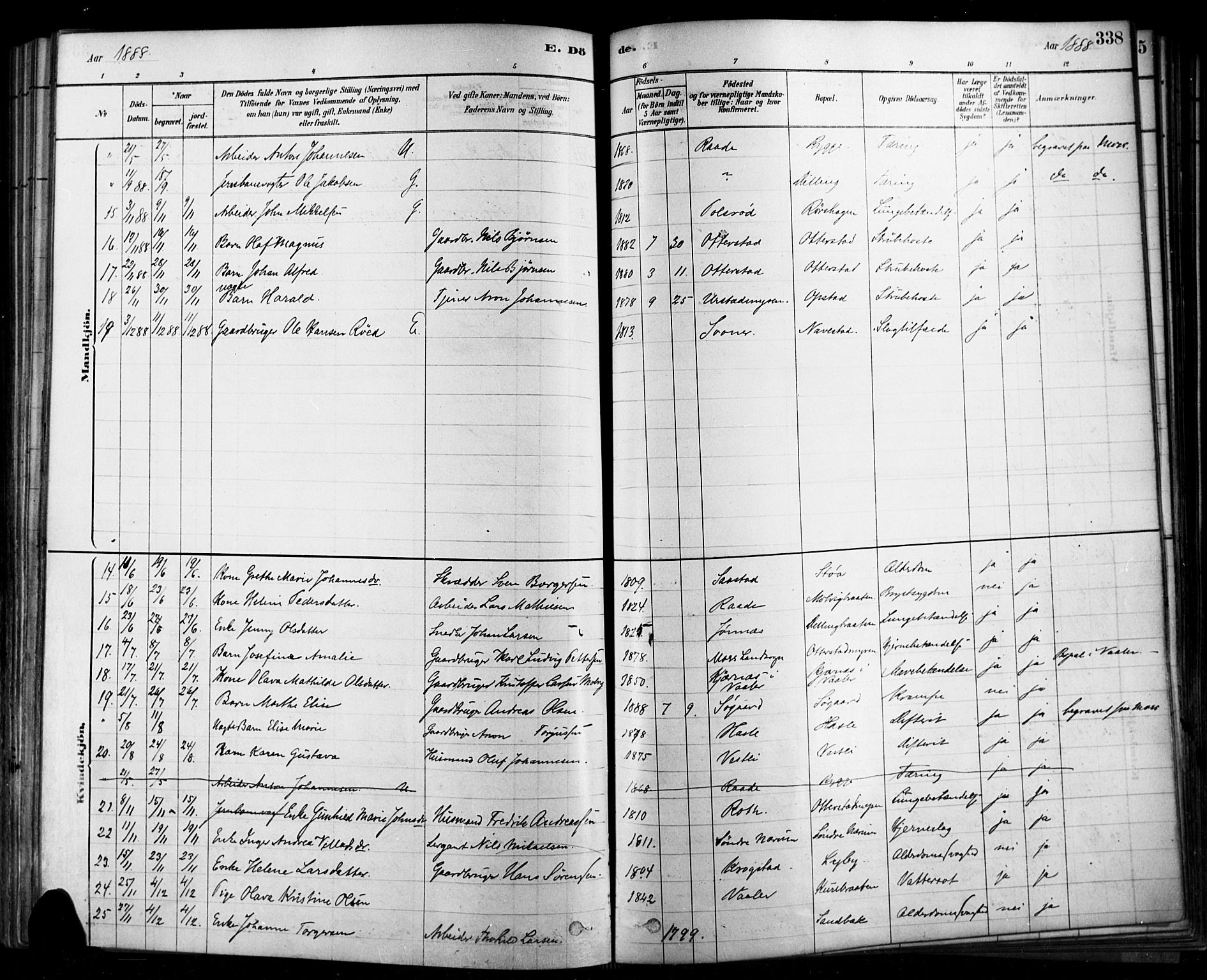 Rygge prestekontor Kirkebøker, AV/SAO-A-10084b/F/Fa/L0007: Parish register (official) no. 7, 1878-1904, p. 338