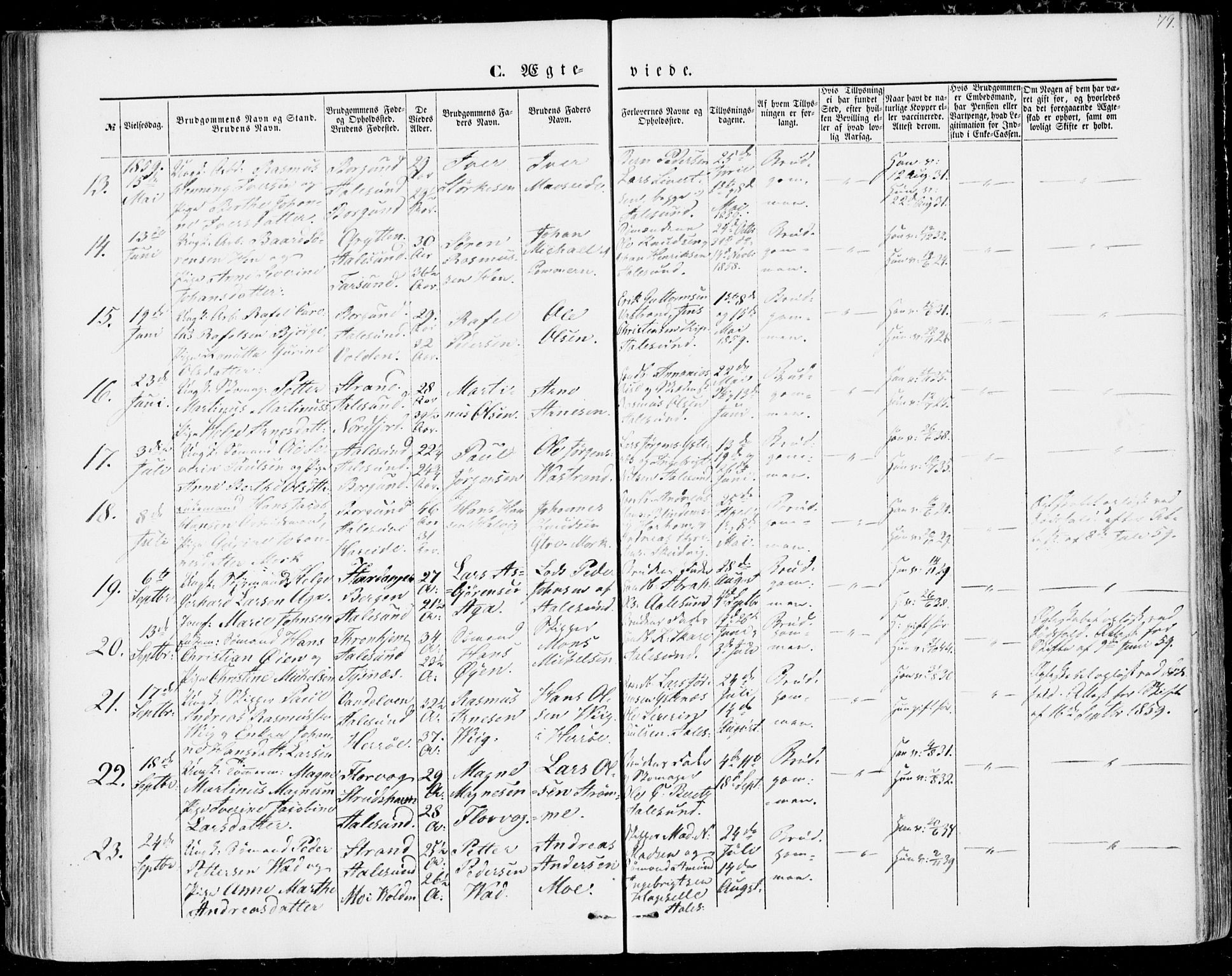 Ministerialprotokoller, klokkerbøker og fødselsregistre - Møre og Romsdal, AV/SAT-A-1454/529/L0451: Parish register (official) no. 529A01, 1855-1863, p. 79