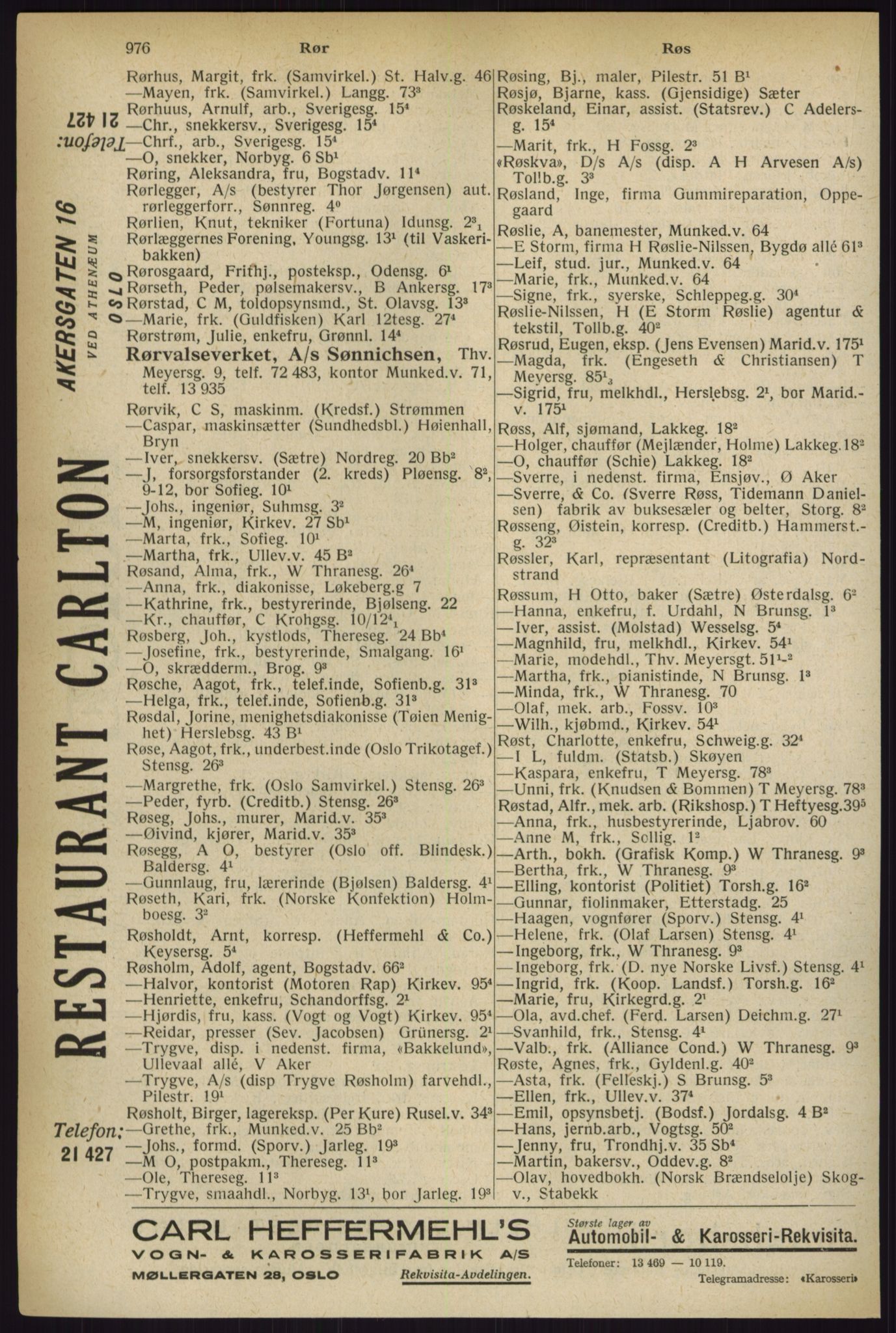 Kristiania/Oslo adressebok, PUBL/-, 1927, p. 976