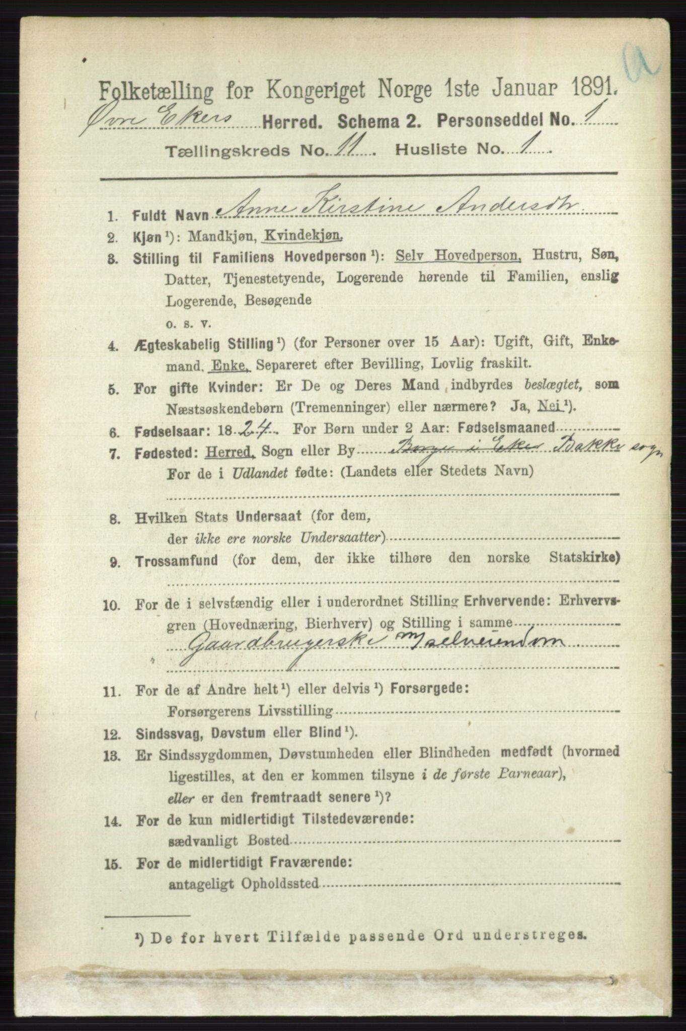 RA, 1891 census for 0624 Øvre Eiker, 1891, p. 4592
