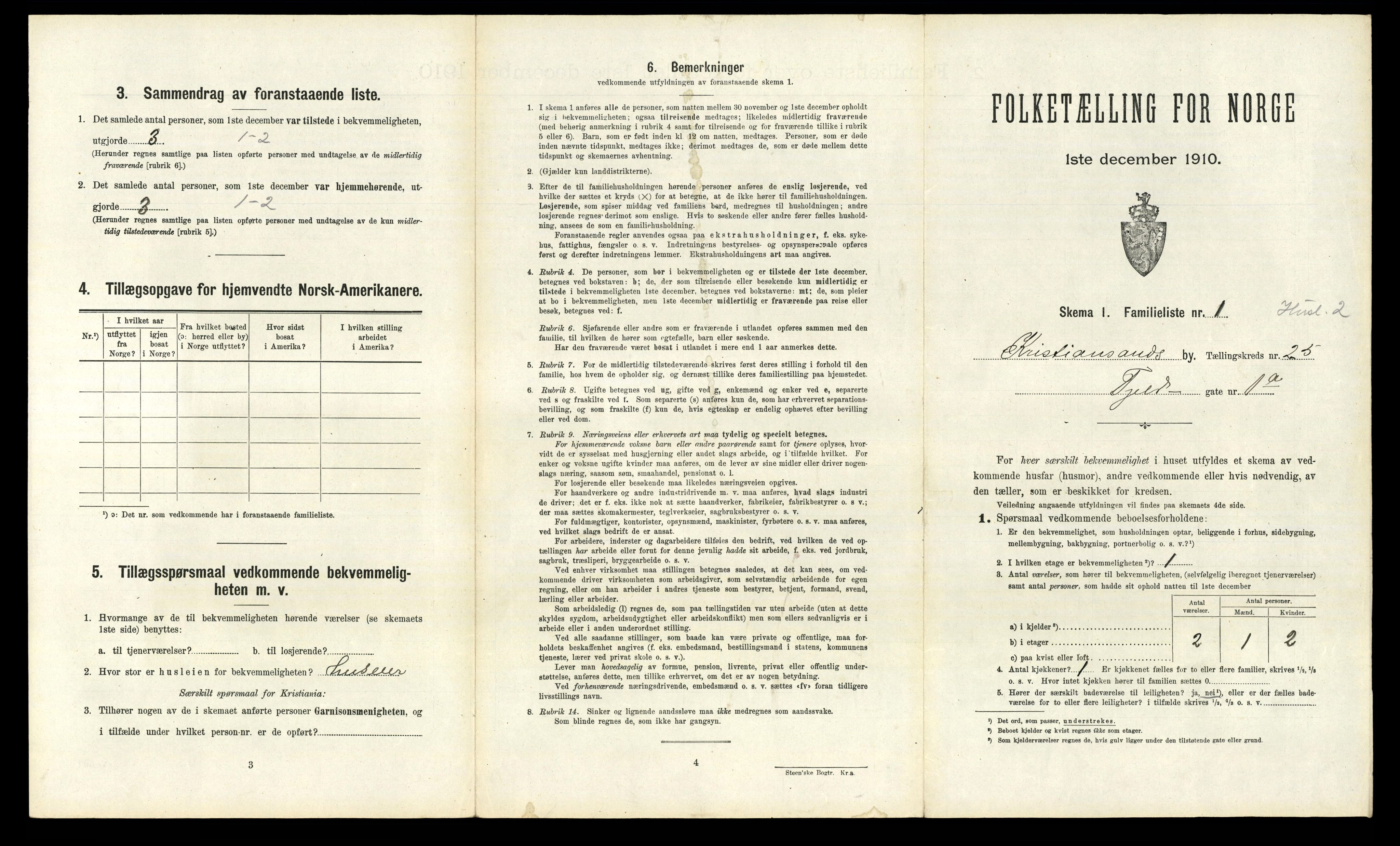 RA, 1910 census for Kristiansand, 1910, p. 6452