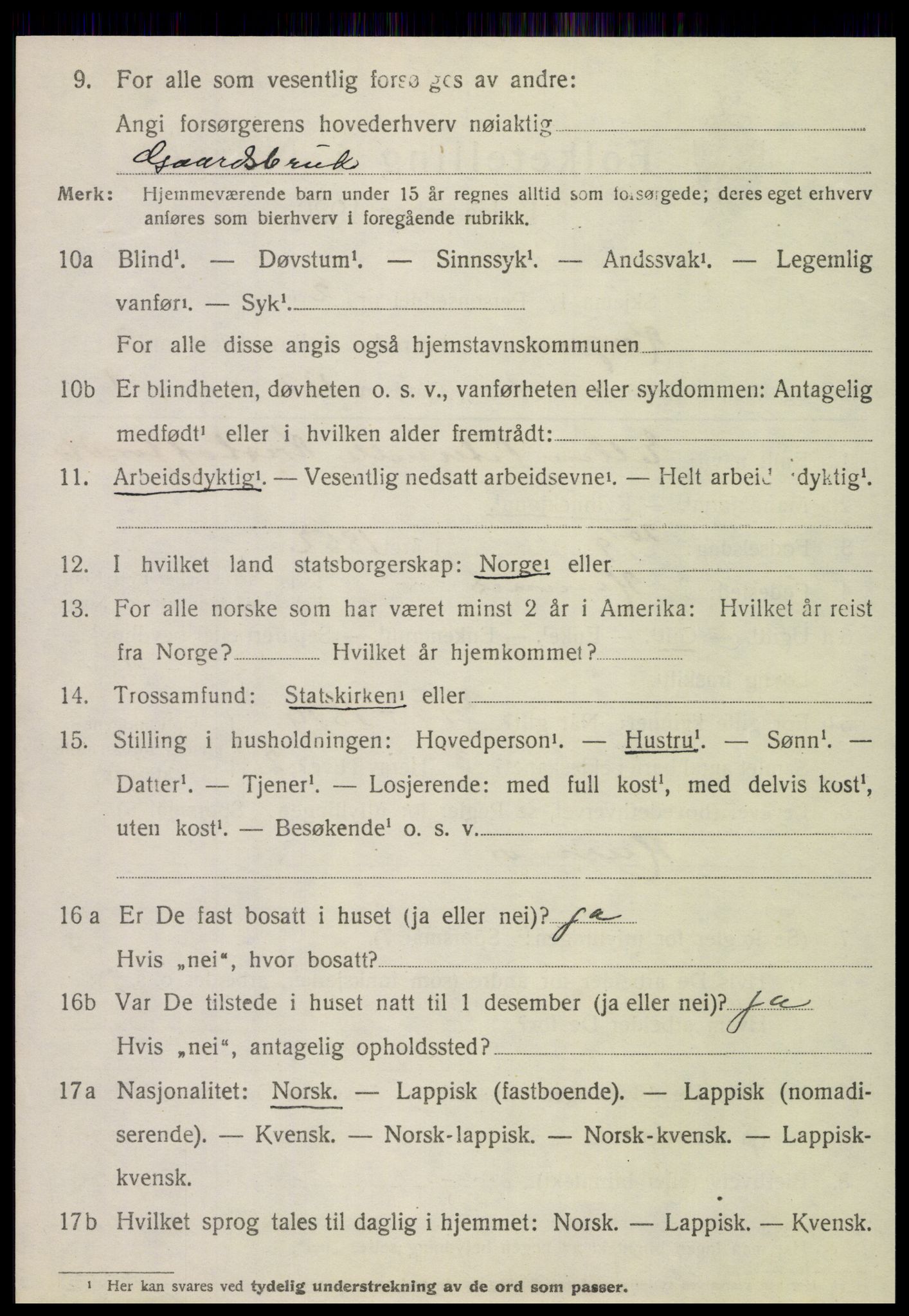 SAT, 1920 census for Korgen, 1920, p. 1363