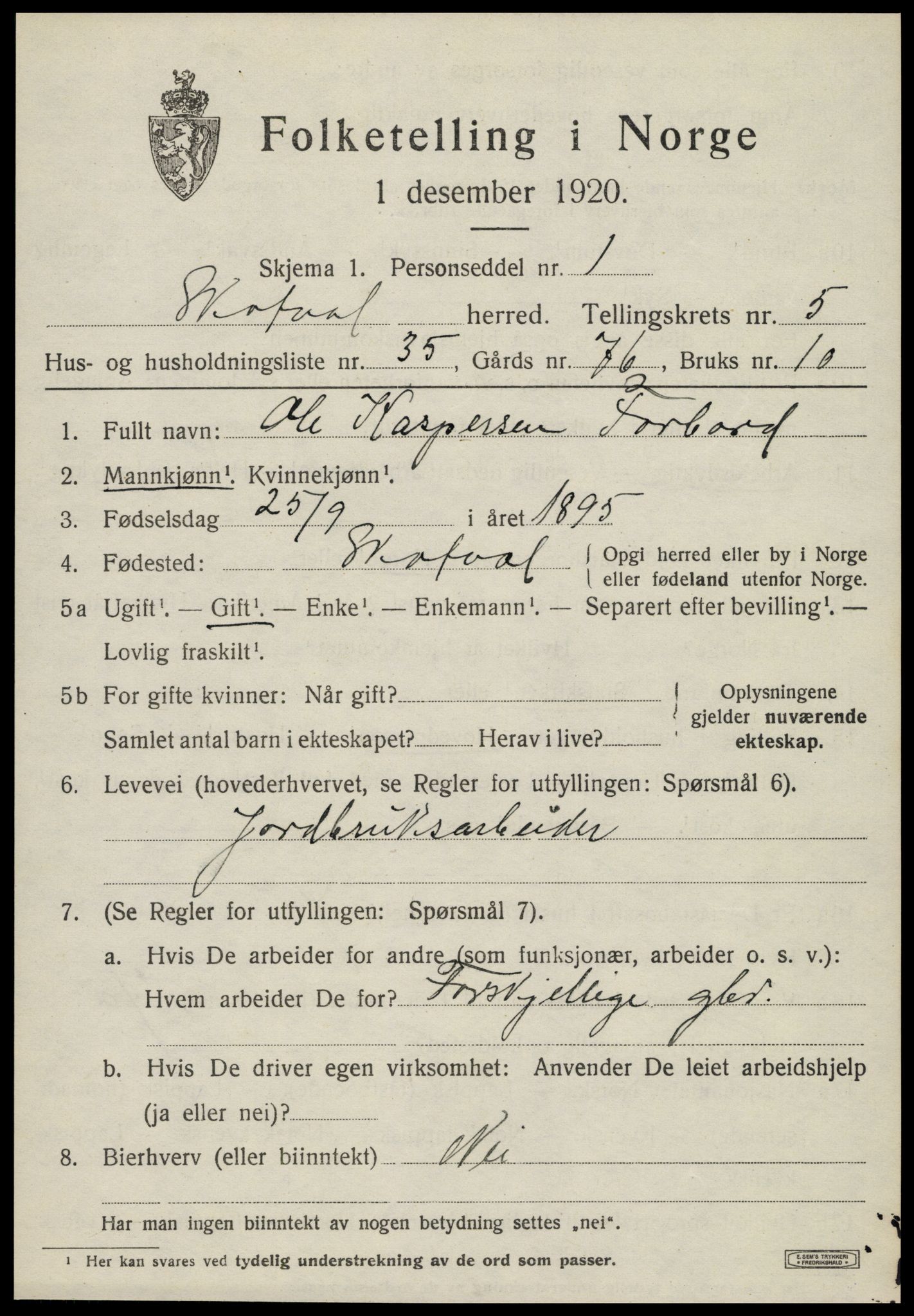 SAT, 1920 census for Skatval, 1920, p. 3883