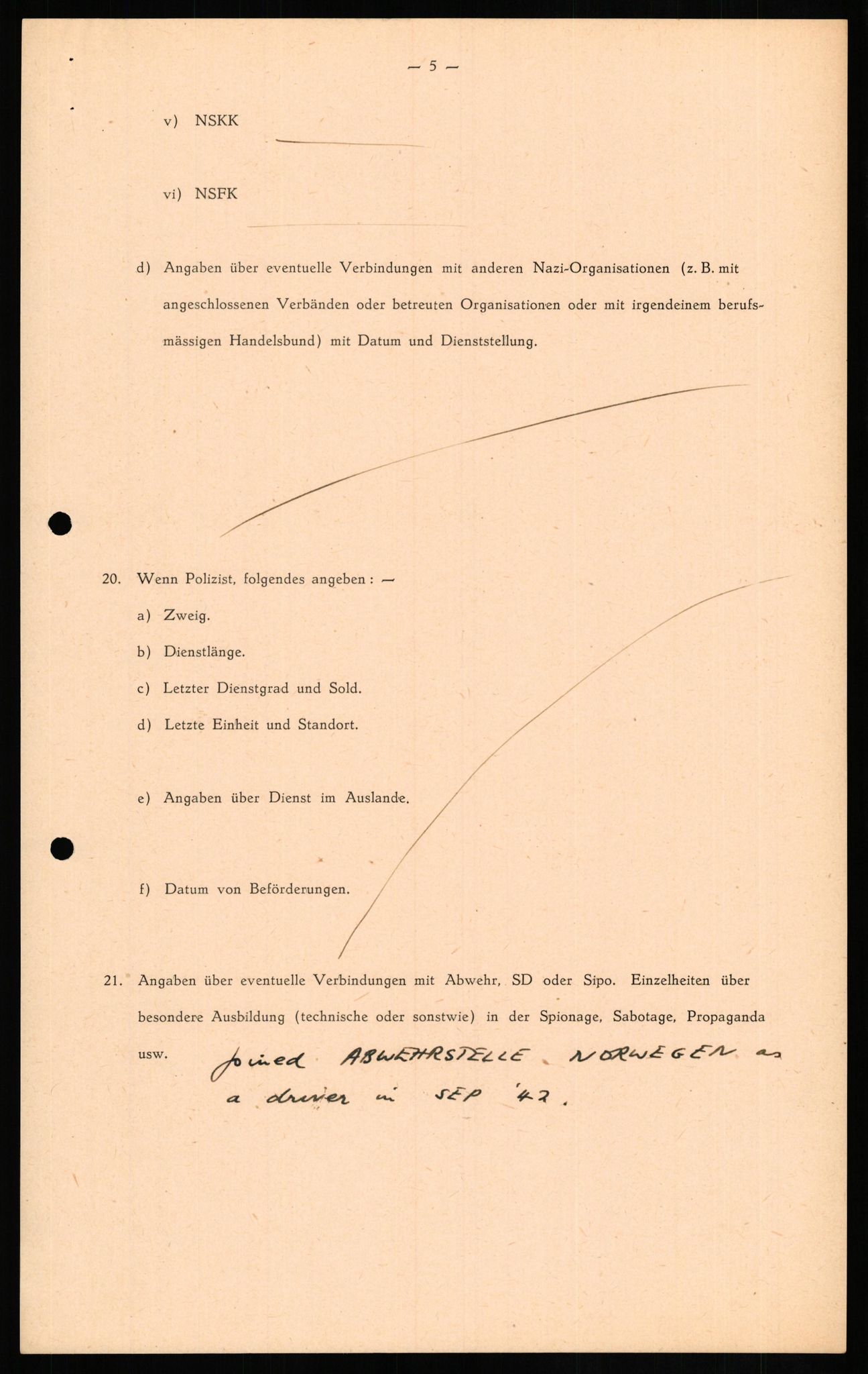 Forsvaret, Forsvarets overkommando II, AV/RA-RAFA-3915/D/Db/L0021: CI Questionaires. Tyske okkupasjonsstyrker i Norge. Tyskere., 1945-1946, p. 306