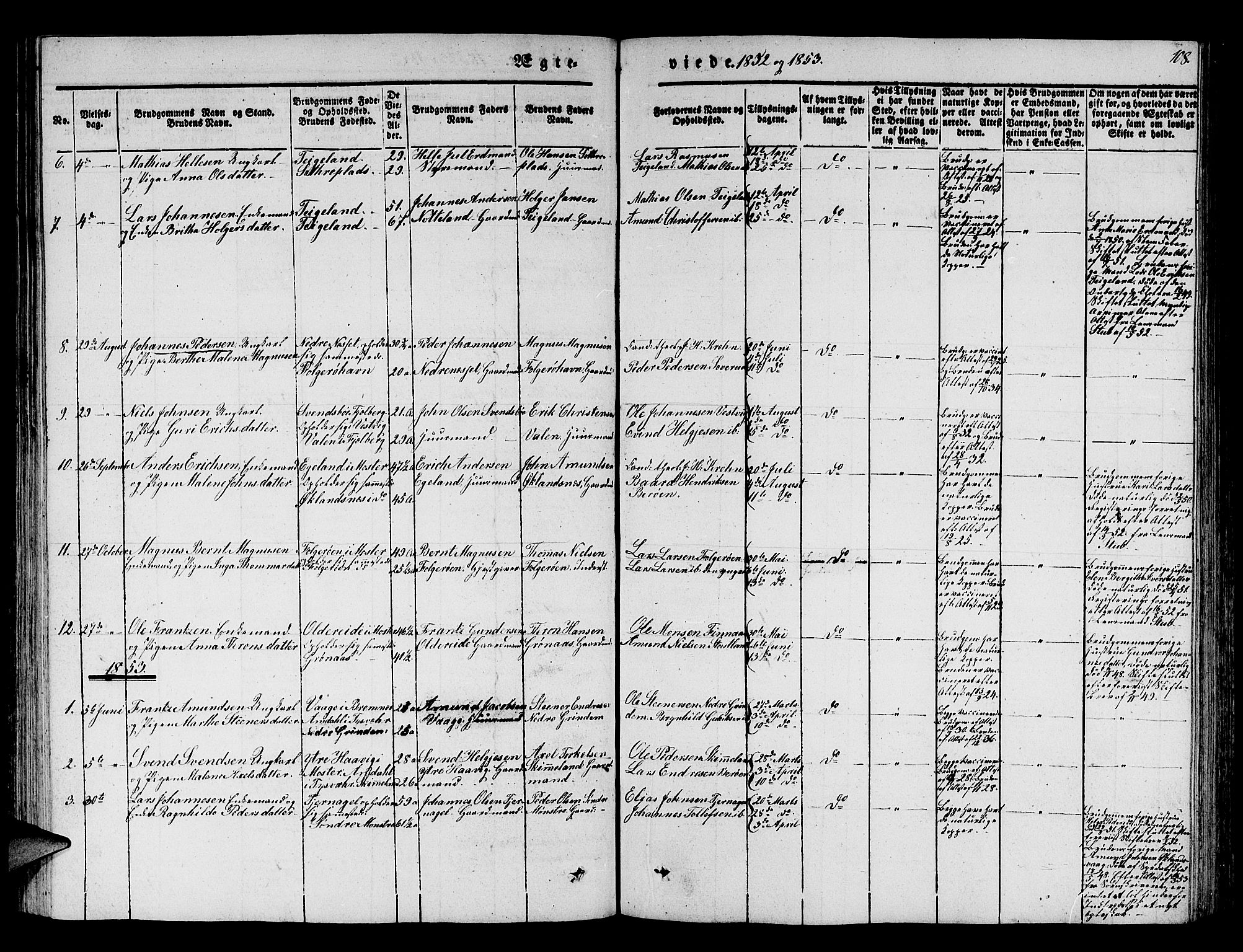 Finnås sokneprestembete, SAB/A-99925/H/Ha/Hab/Haba/L0001: Parish register (copy) no. A 1, 1851-1873, p. 108
