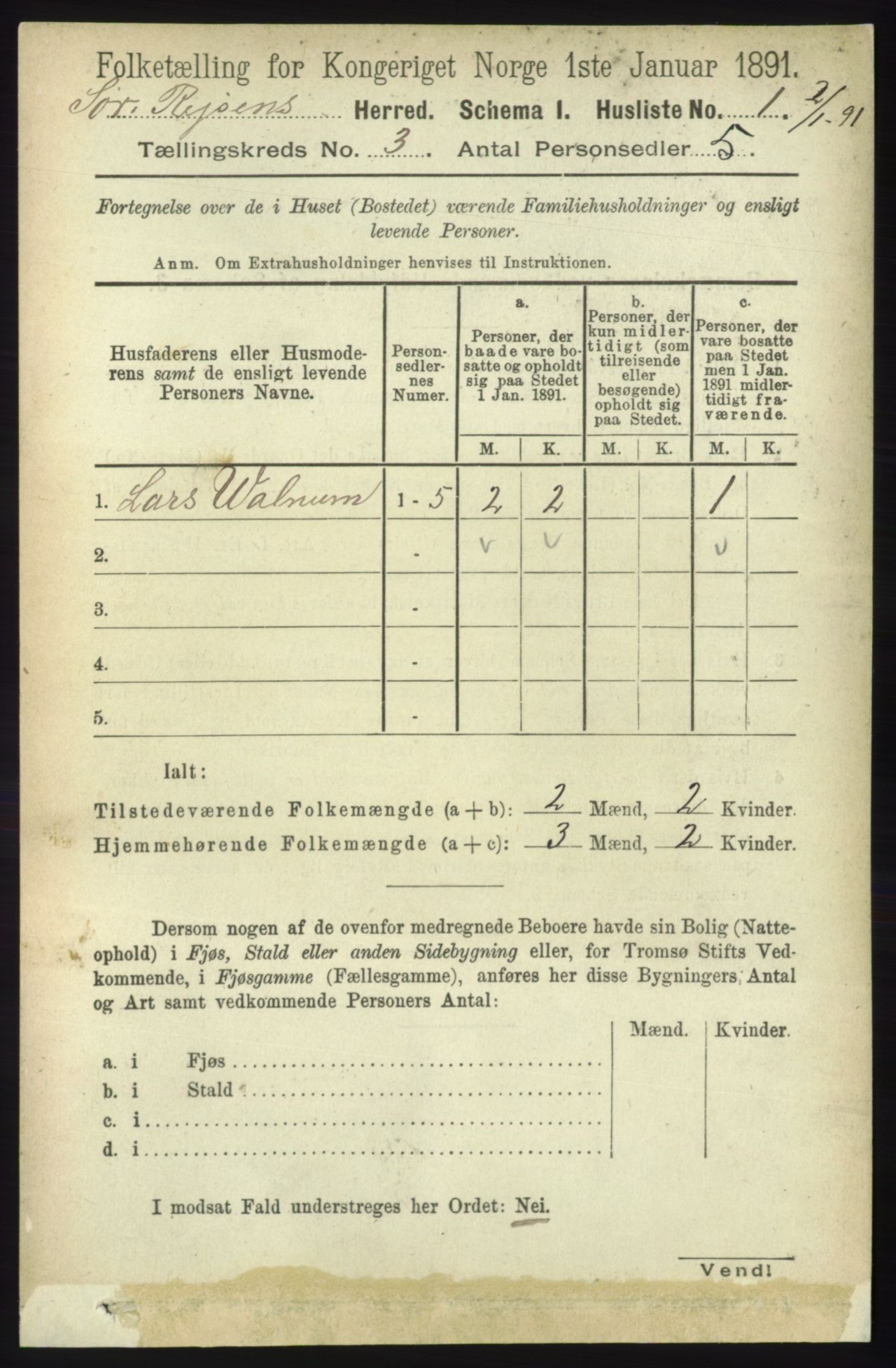 RA, 1891 census for 1925 Sørreisa, 1891, p. 644