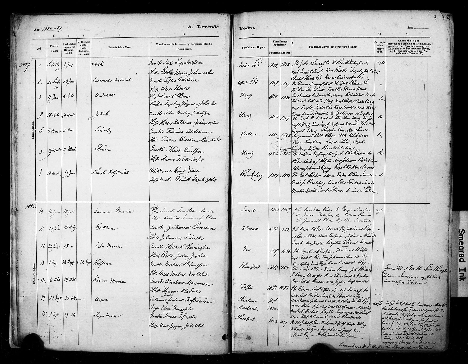 Hetland sokneprestkontor, AV/SAST-A-101826/30/30BA/L0009: Parish register (official) no. A 9, 1882-1918, p. 7