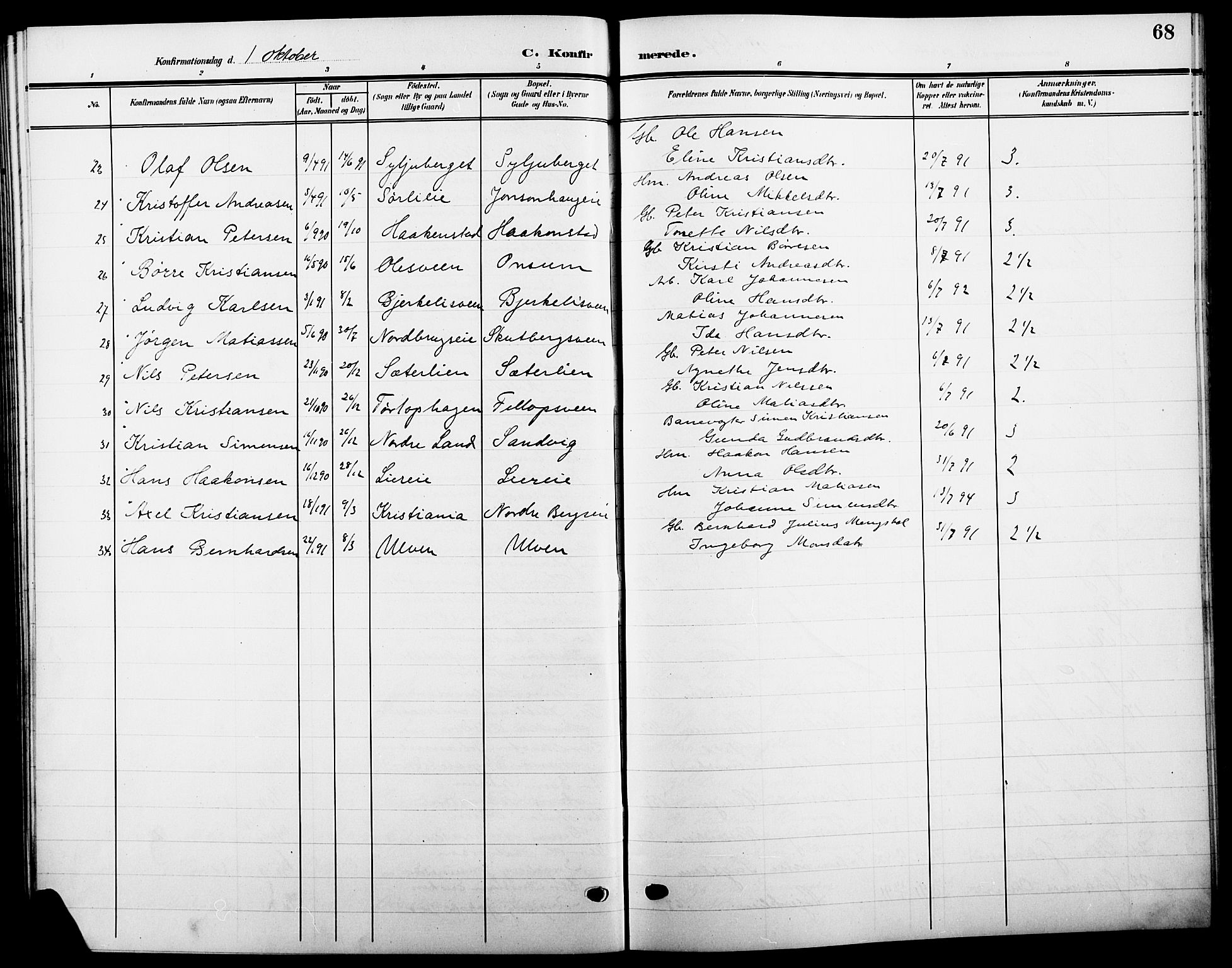 Ringsaker prestekontor, AV/SAH-PREST-014/L/La/L0016: Parish register (copy) no. 16, 1905-1920, p. 68