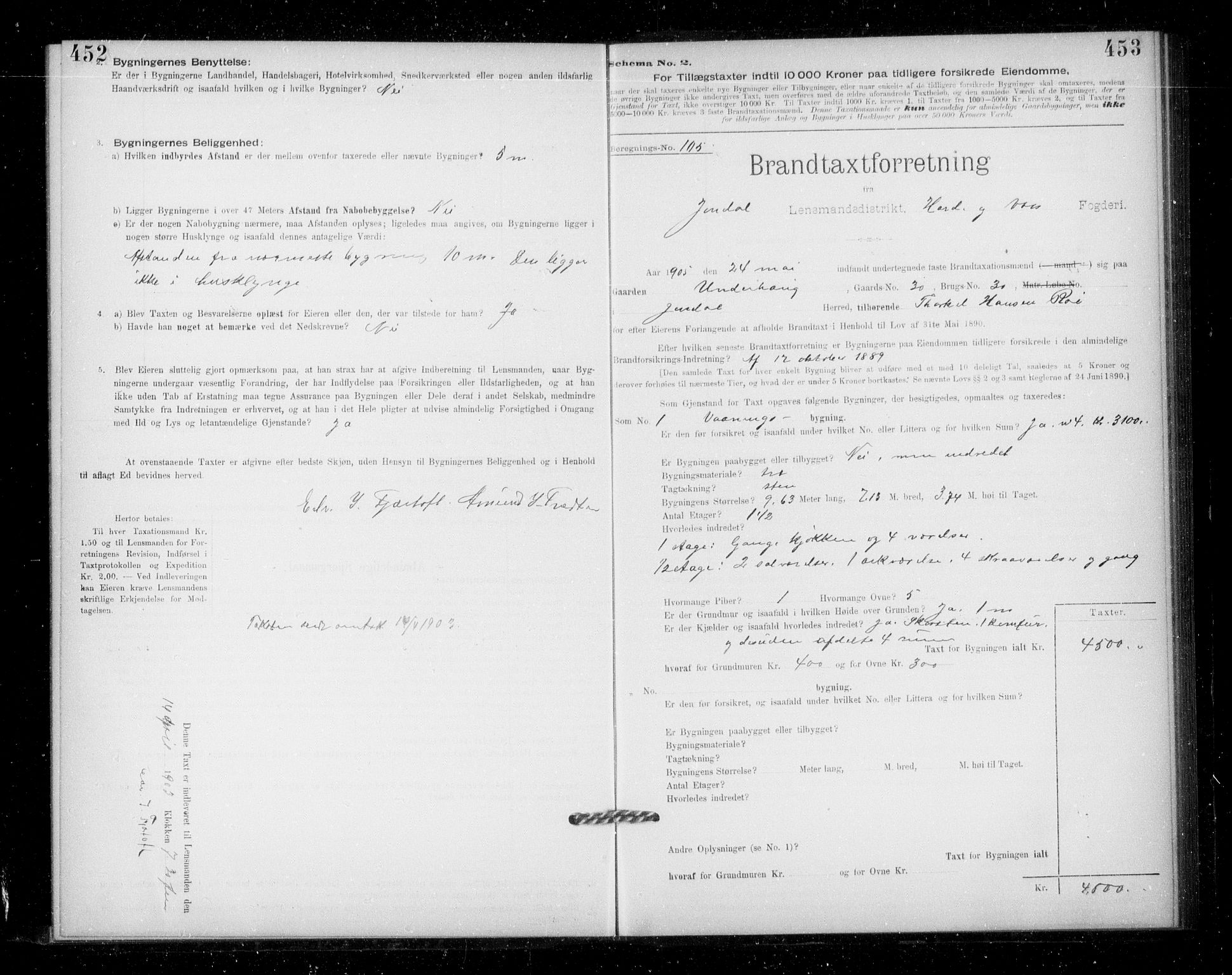 Lensmannen i Jondal, AV/SAB-A-33101/0012/L0005: Branntakstprotokoll, skjematakst, 1894-1951, p. 452-453