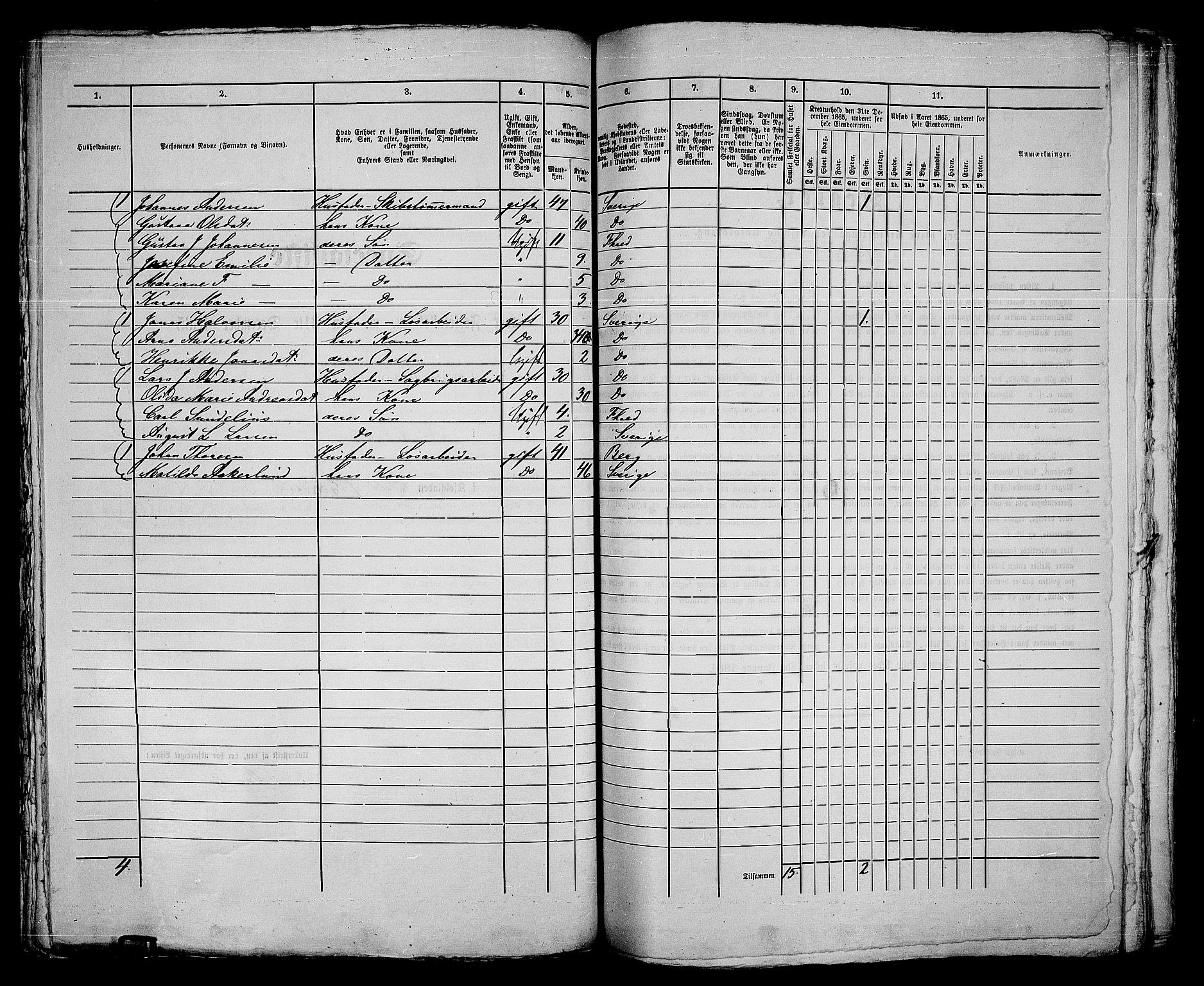 RA, 1865 census for Fredrikshald, 1865, p. 218