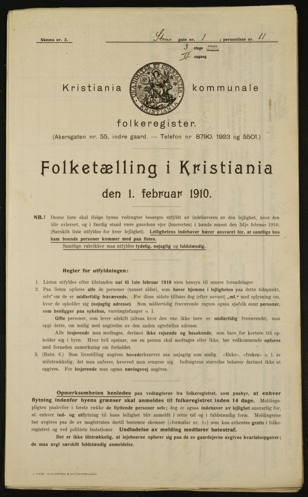 OBA, Municipal Census 1910 for Kristiania, 1910, p. 96697