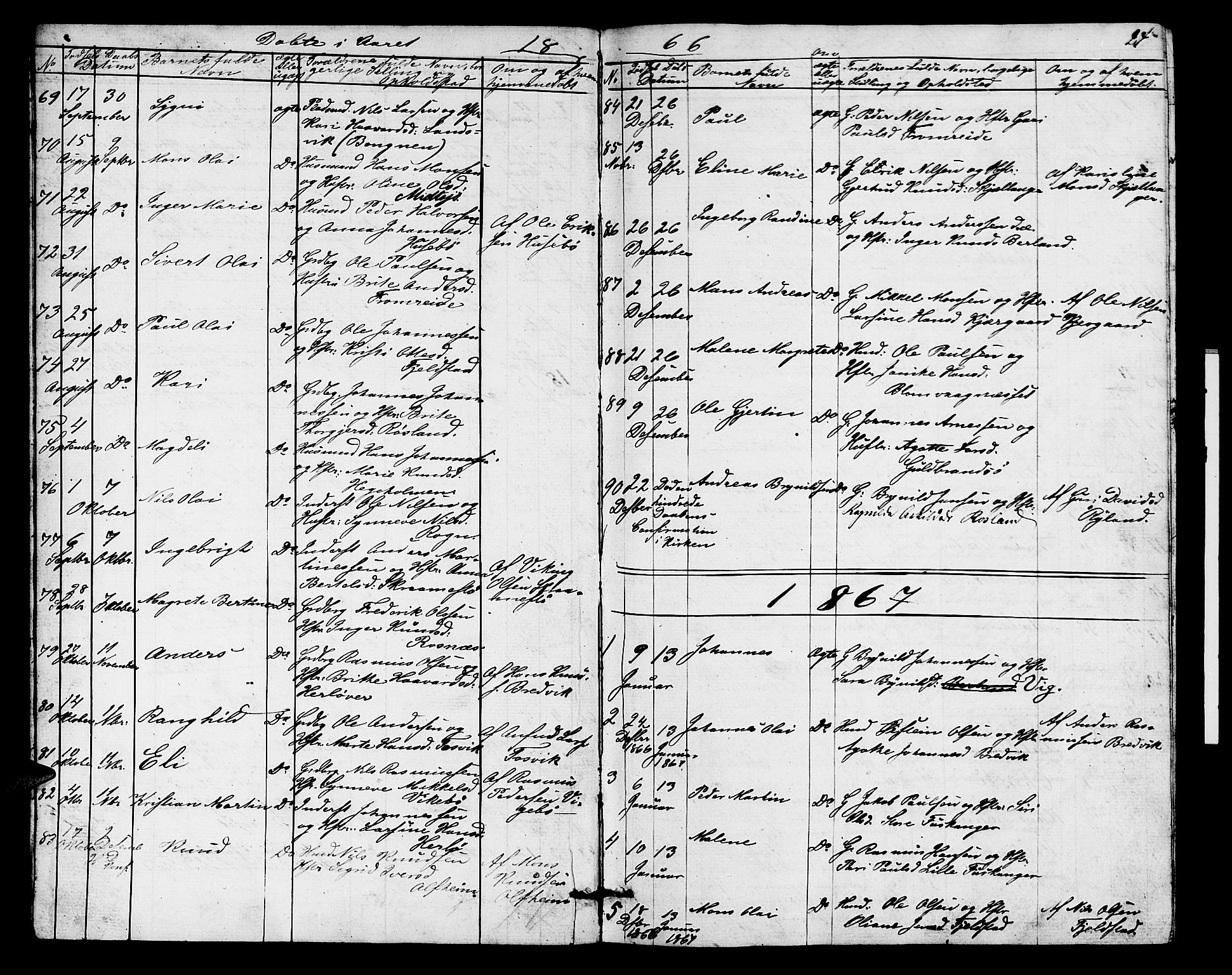 Herdla Sokneprestembete, SAB/A-75701/H/Hab: Parish register (copy) no. A 1, 1859-1880, p. 24