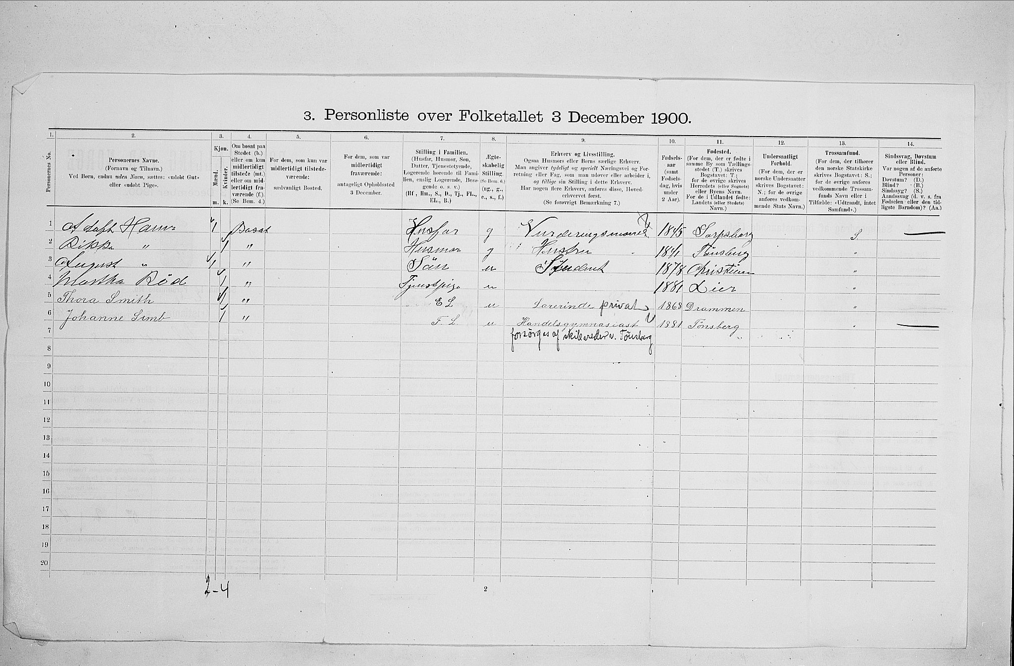 SAO, 1900 census for Kristiania, 1900, p. 42619