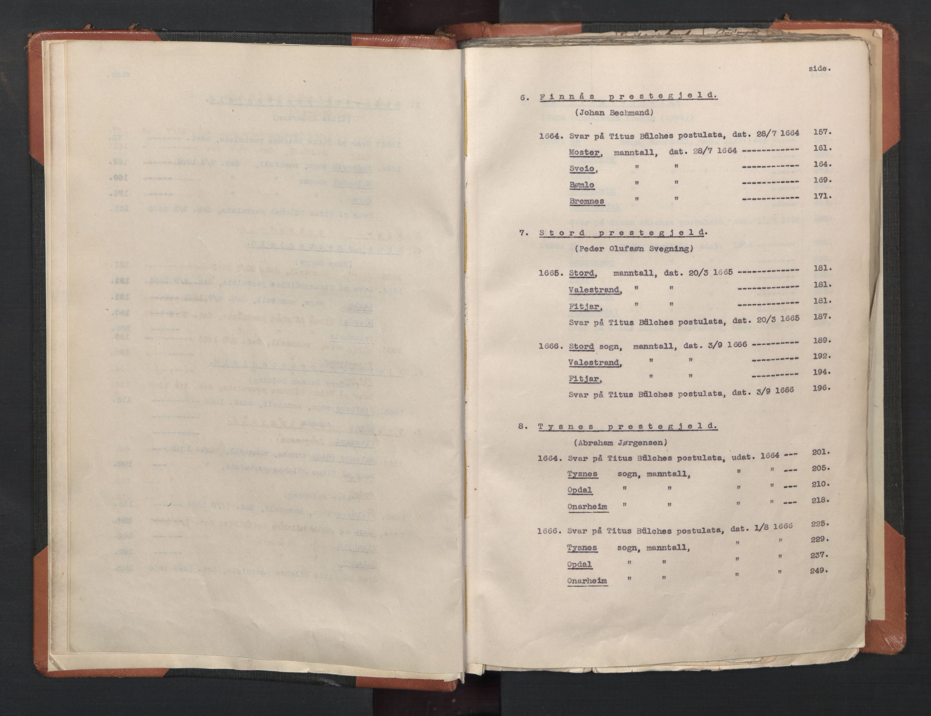 RA, Vicar's Census 1664-1666, no. 20: Sunnhordland deanery, 1664-1666