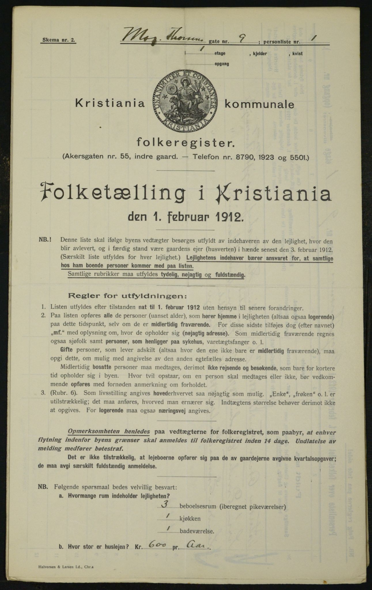 OBA, Municipal Census 1912 for Kristiania, 1912, p. 66109