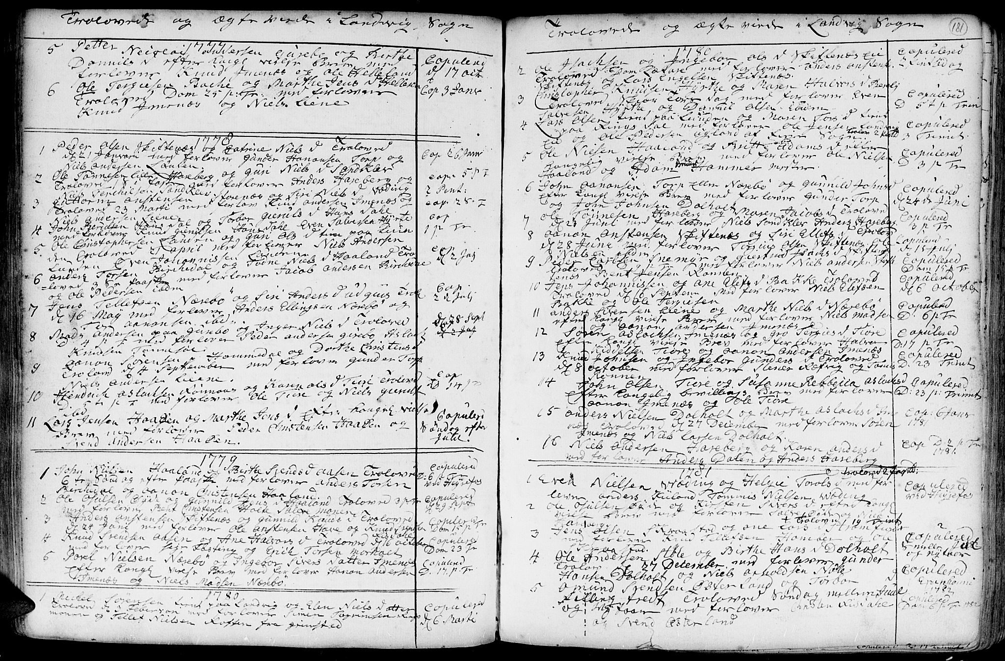 Hommedal sokneprestkontor, SAK/1111-0023/F/Fa/Fab/L0002: Parish register (official) no. A 2 /1, 1741-1848, p. 181