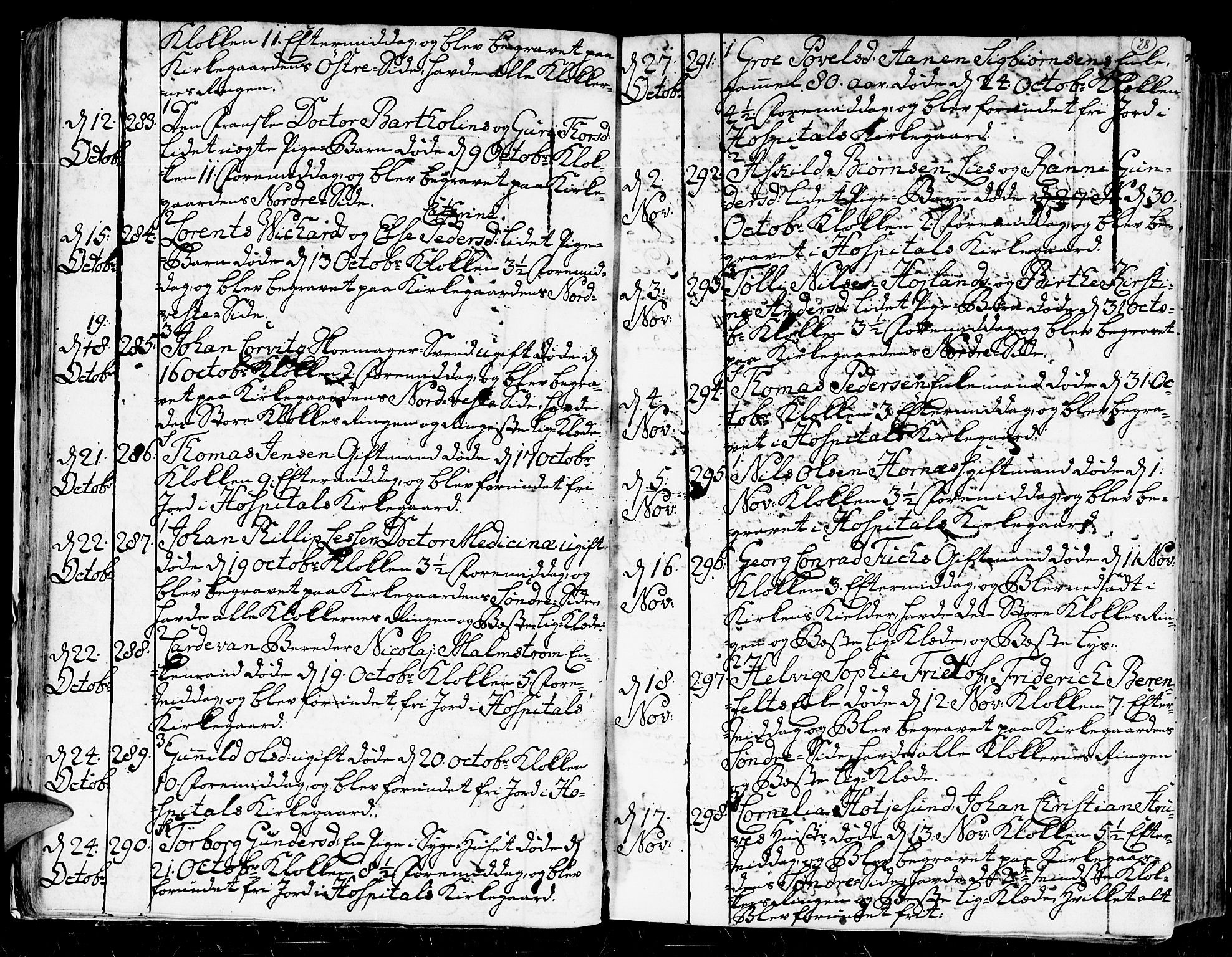 Kristiansand domprosti, AV/SAK-1112-0006/F/Fa/L0004: Parish register (official) no. A 4, 1762-1794, p. 28