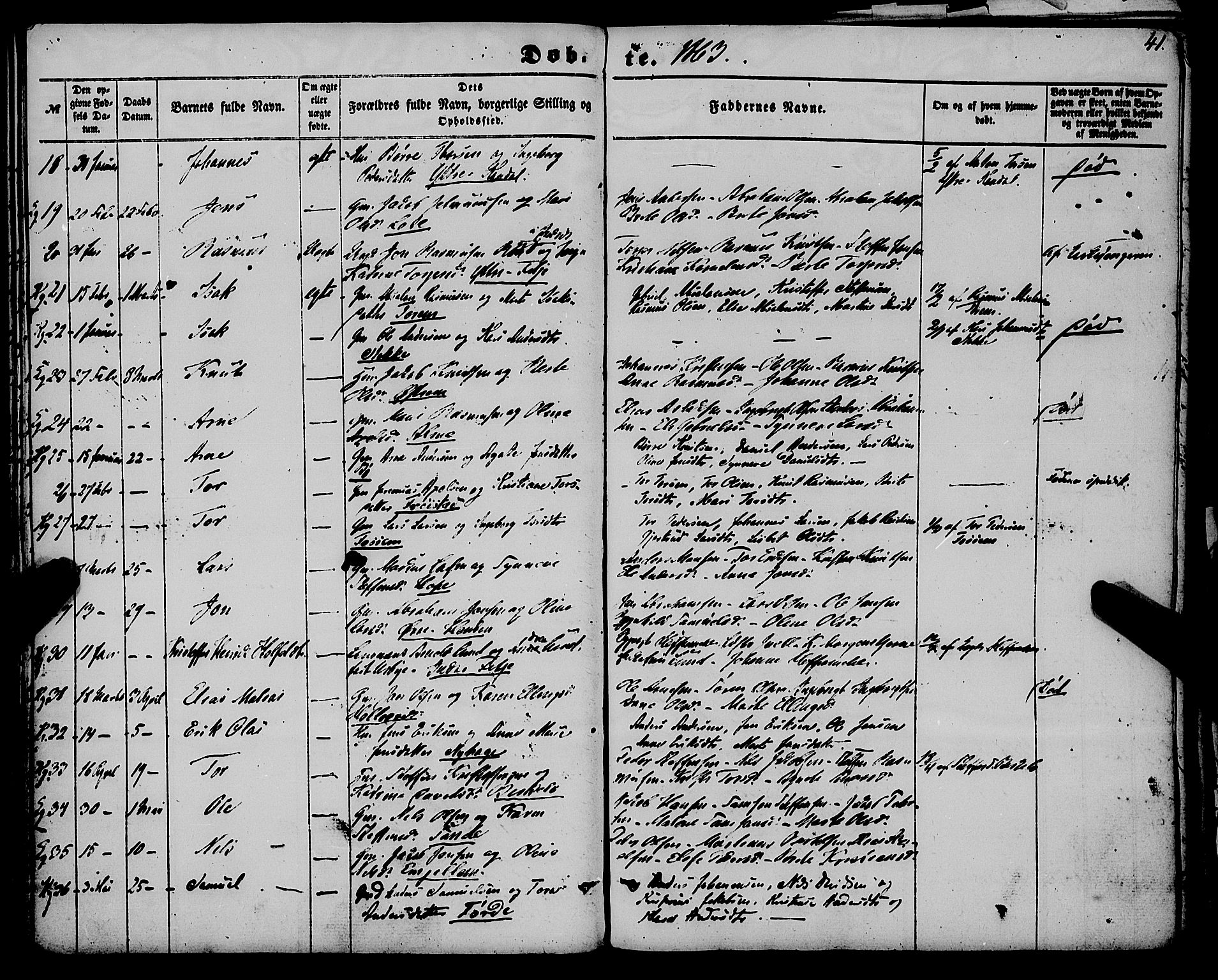 Gloppen sokneprestembete, AV/SAB-A-80101/H/Haa/Haaa/L0009: Parish register (official) no. A 9, 1855-1870, p. 41