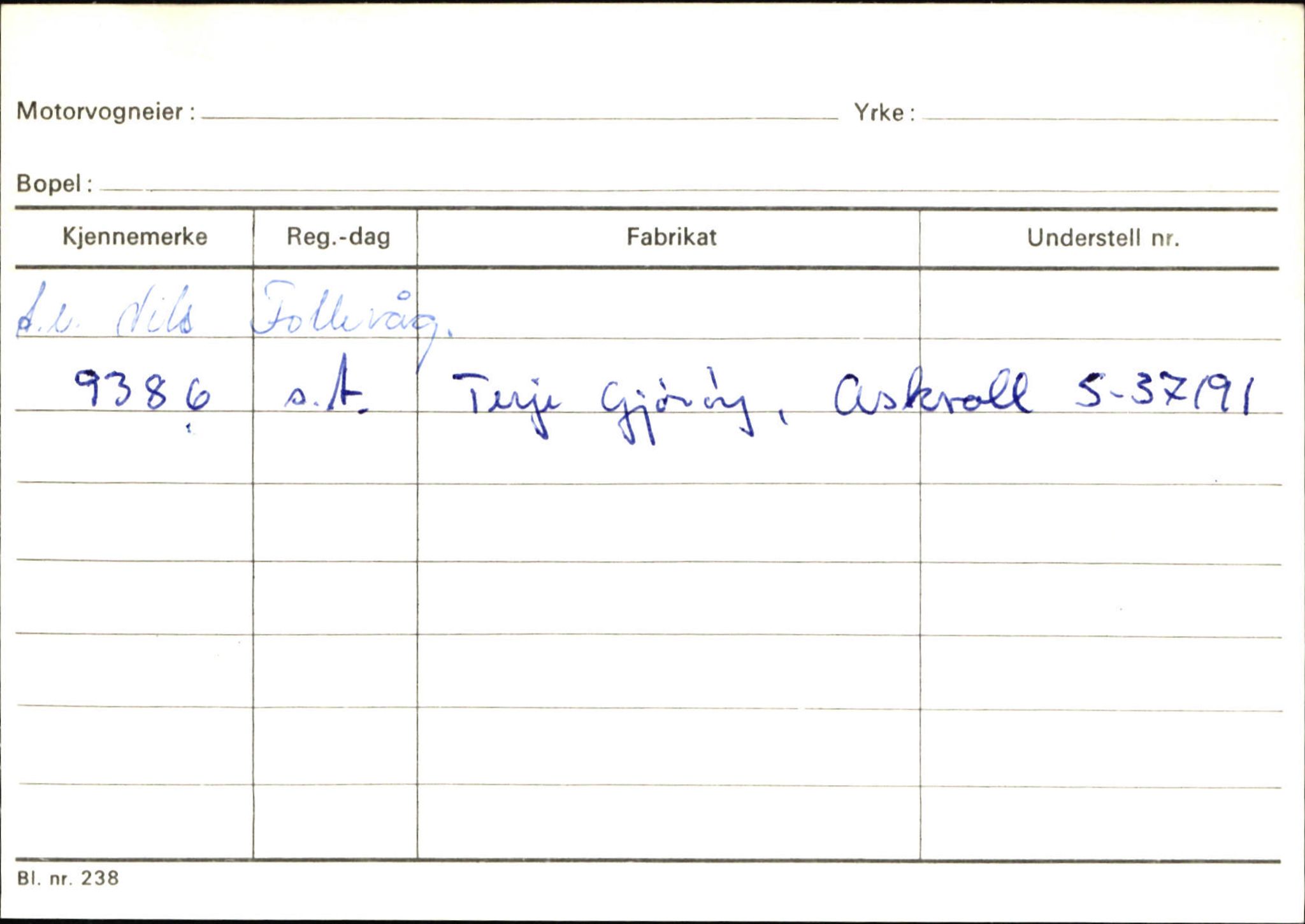 Statens vegvesen, Sogn og Fjordane vegkontor, AV/SAB-A-5301/4/F/L0132: Eigarregister Askvoll A-Å. Balestrand A-Å, 1945-1975, p. 304