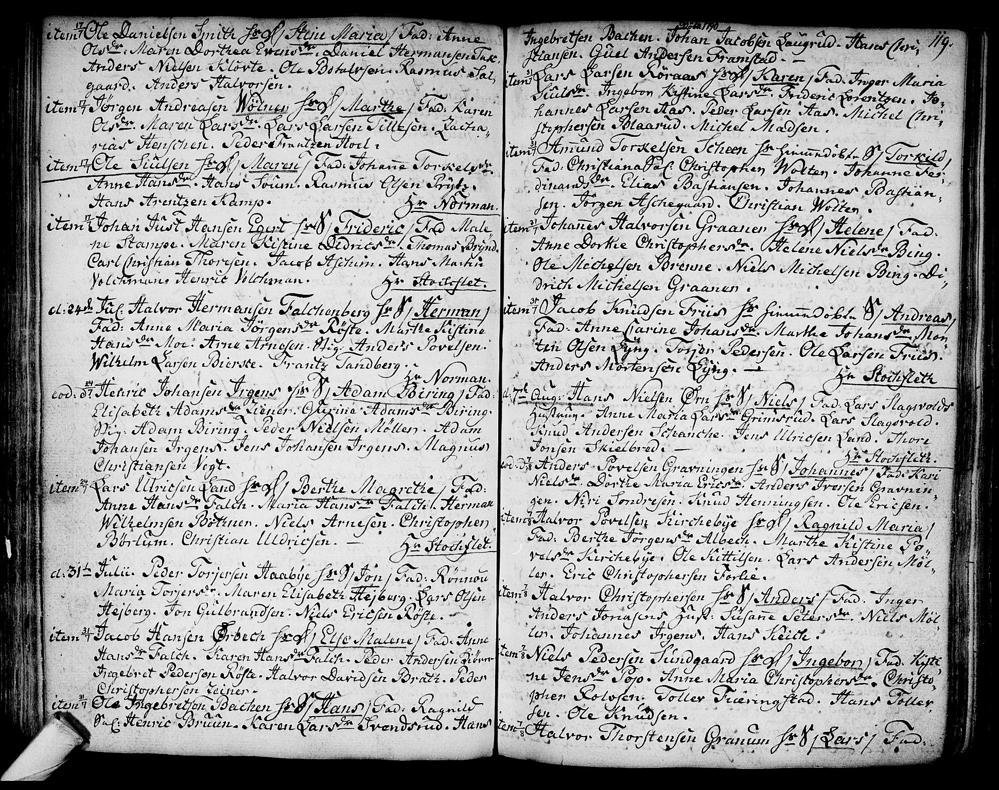 Kongsberg kirkebøker, SAKO/A-22/F/Fa/L0006: Parish register (official) no. I 6, 1783-1797, p. 119