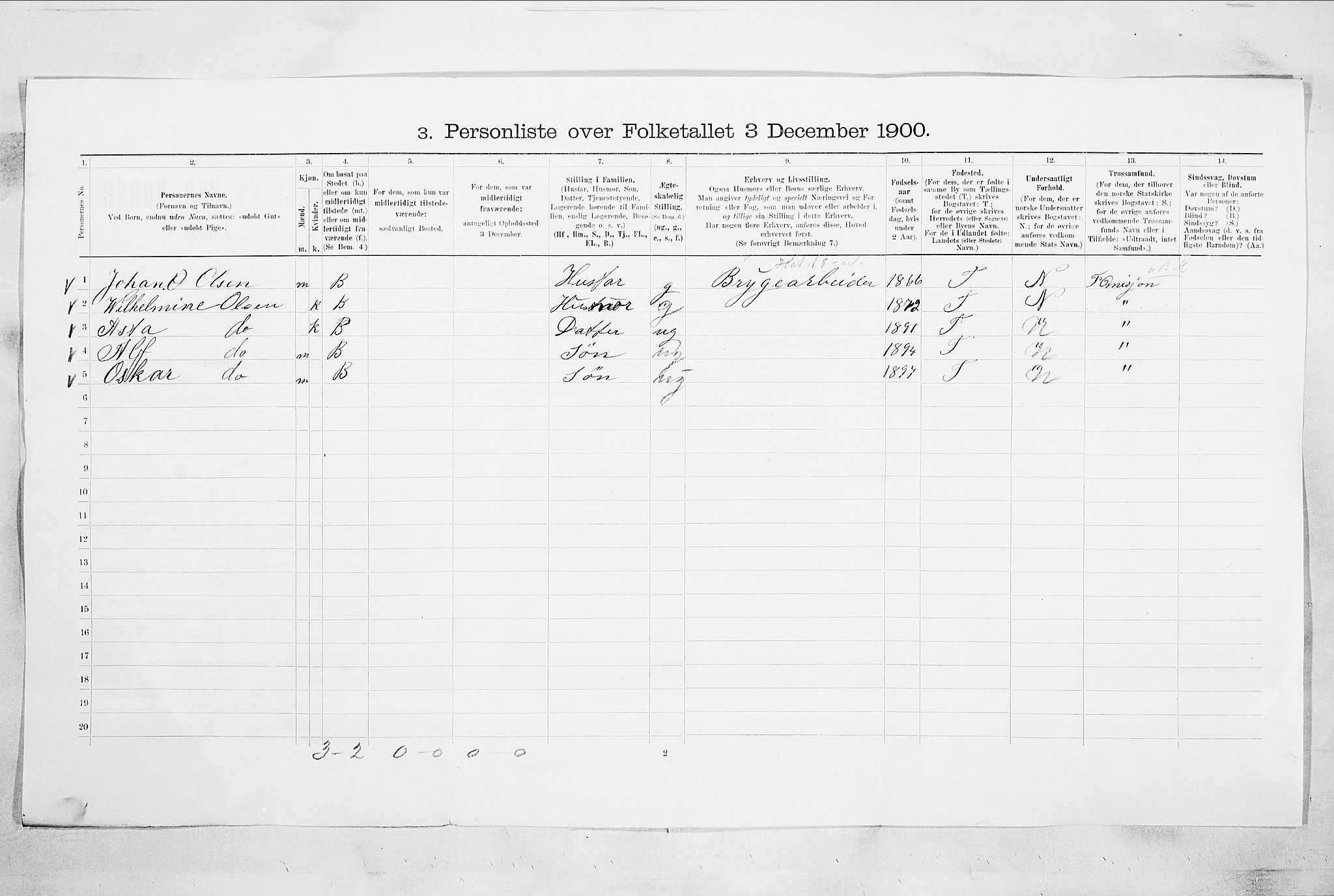 RA, 1900 census for Drammen, 1900, p. 13116