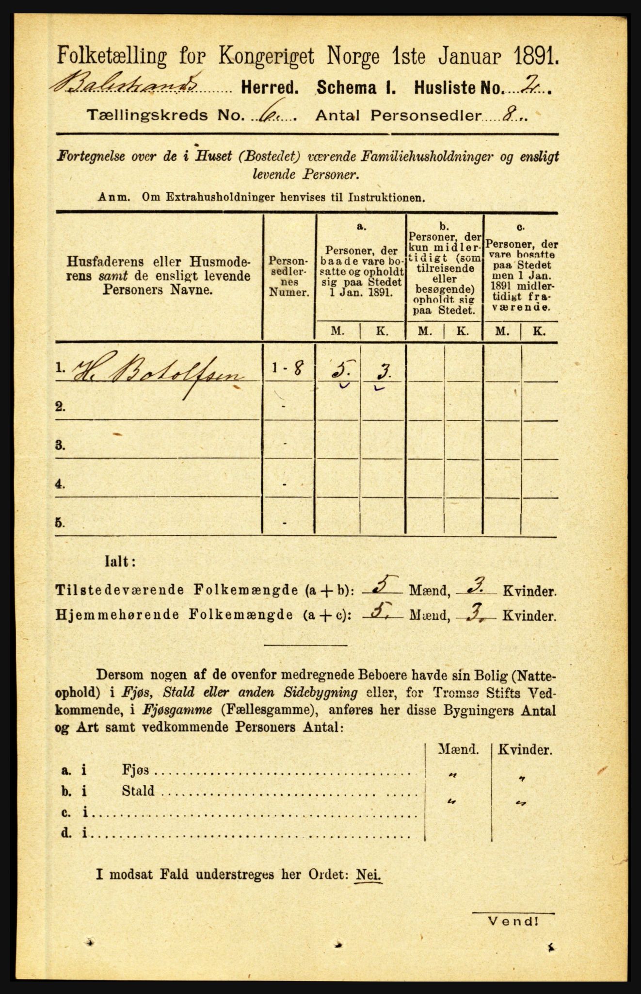 RA, 1891 census for 1418 Balestrand, 1891, p. 1336