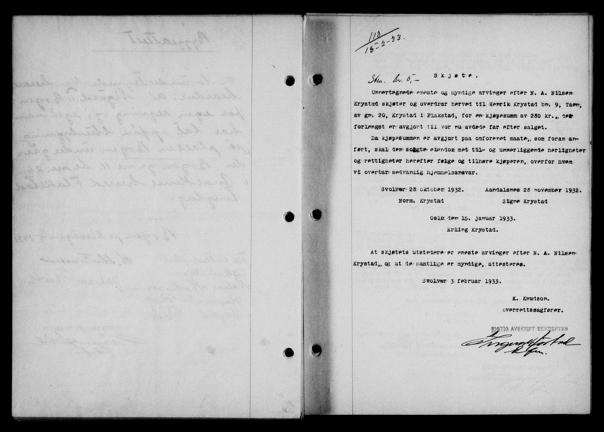 Lofoten sorenskriveri, SAT/A-0017/1/2/2C/L0027b: Mortgage book no. 27b, 1933-1933, Deed date: 15.02.1933