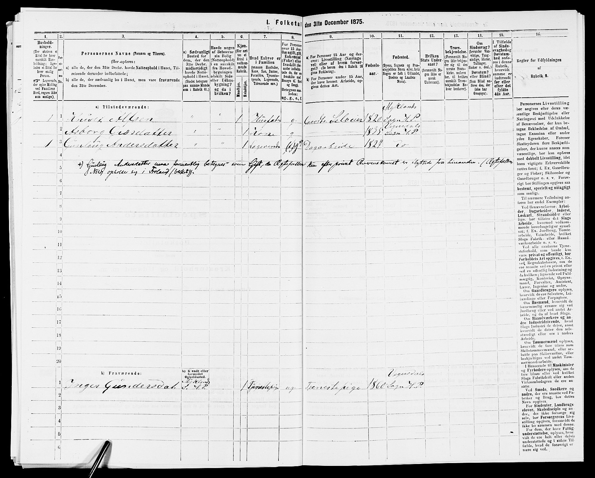 SAK, 1875 census for 0933P Herefoss, 1875, p. 373