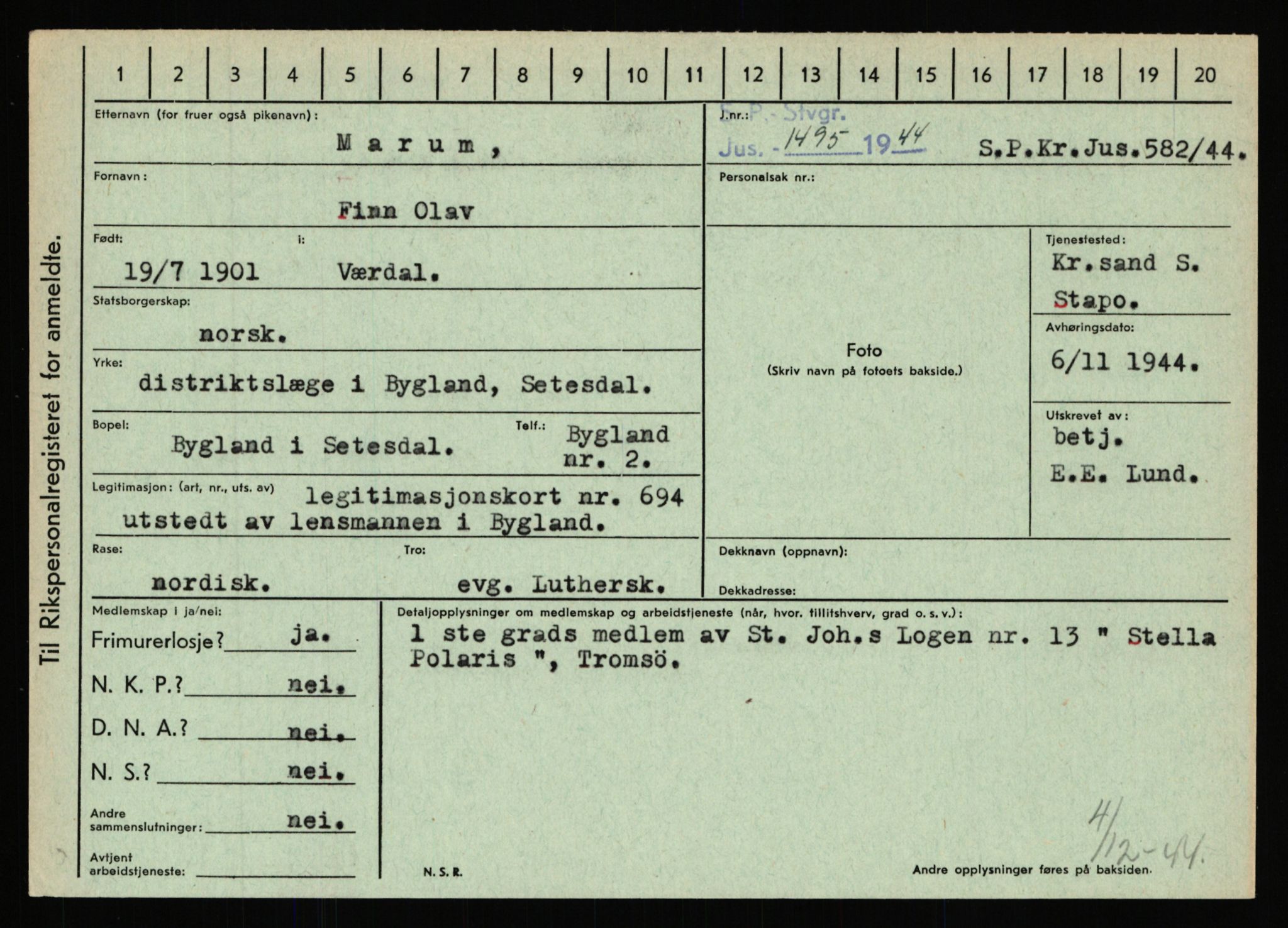 Statspolitiet - Hovedkontoret / Osloavdelingen, AV/RA-S-1329/C/Ca/L0010: Lind - Moksnes, 1943-1945, p. 3148