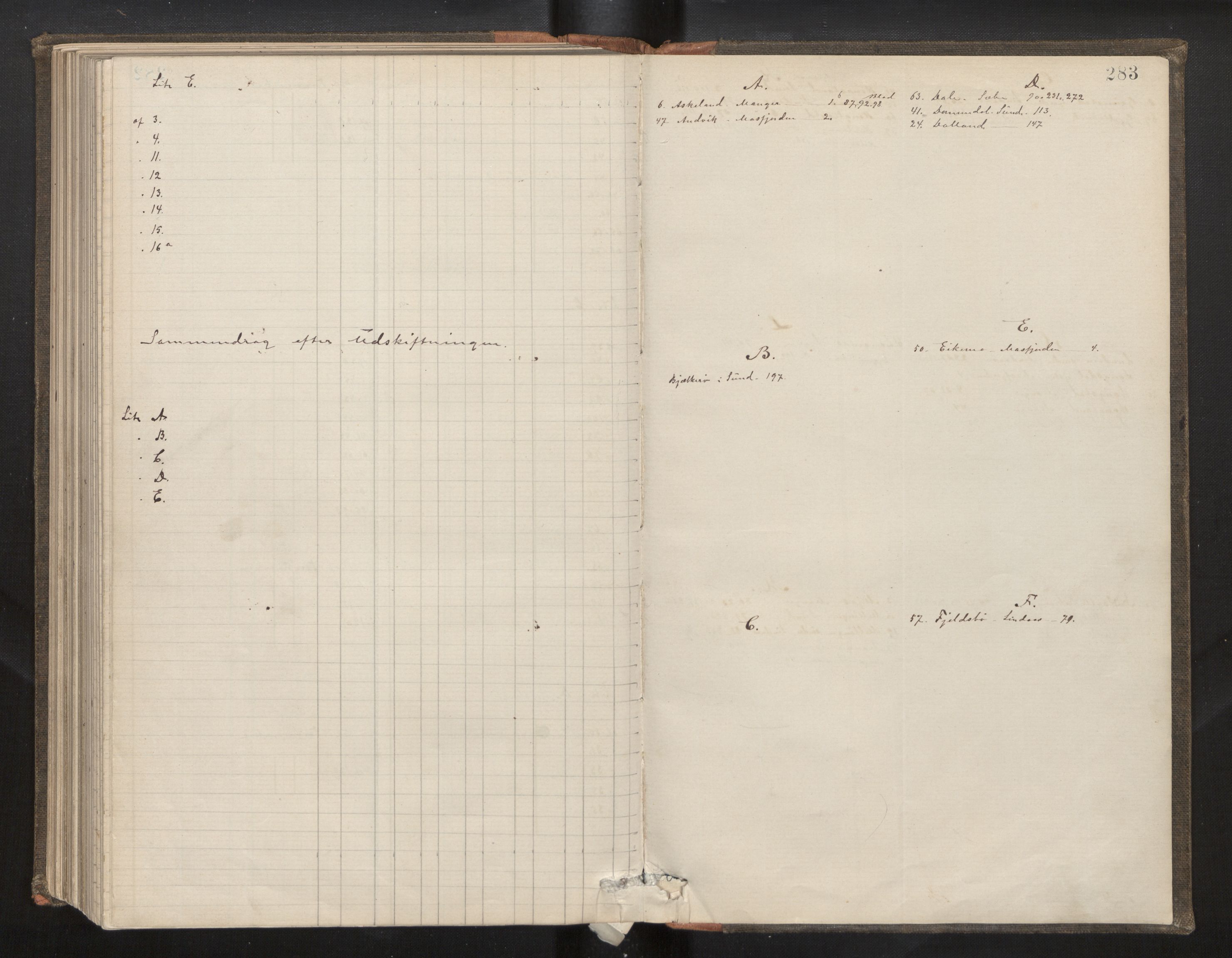 Hordaland jordskiftedøme - II Ytre Nordhordland jordskiftedistrikt, AV/SAB-A-6901/A/Aa/L0002: Forhandlingsprotokoll, 1883-1885, p. 282b-283a