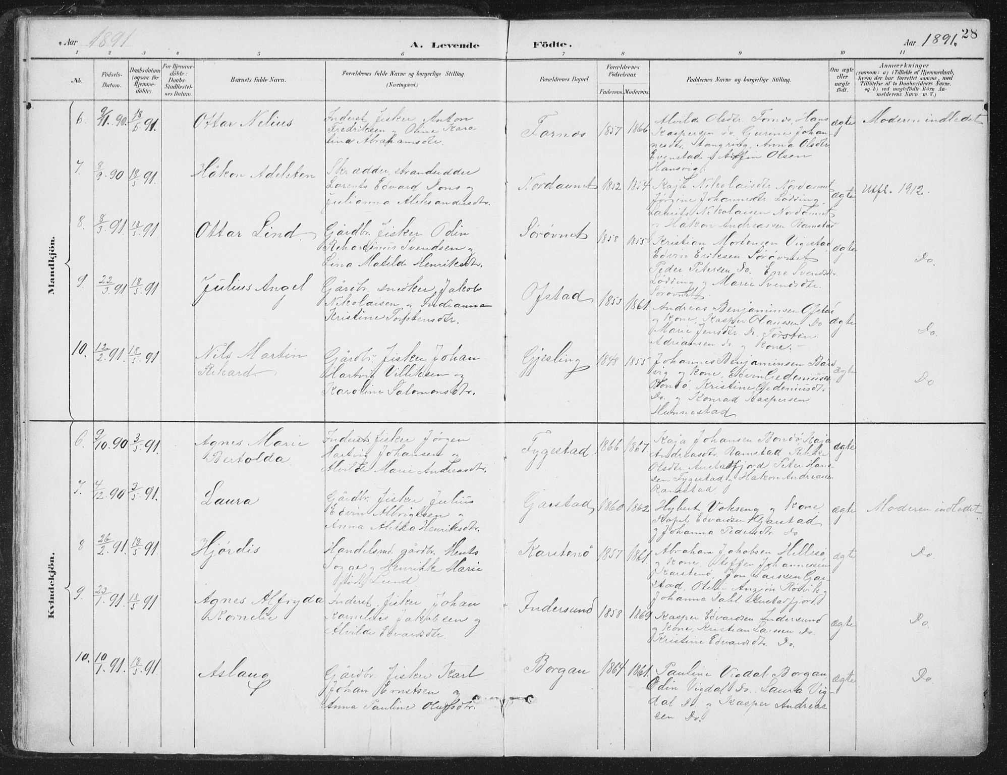 Ministerialprotokoller, klokkerbøker og fødselsregistre - Nord-Trøndelag, AV/SAT-A-1458/786/L0687: Parish register (official) no. 786A03, 1888-1898, p. 28