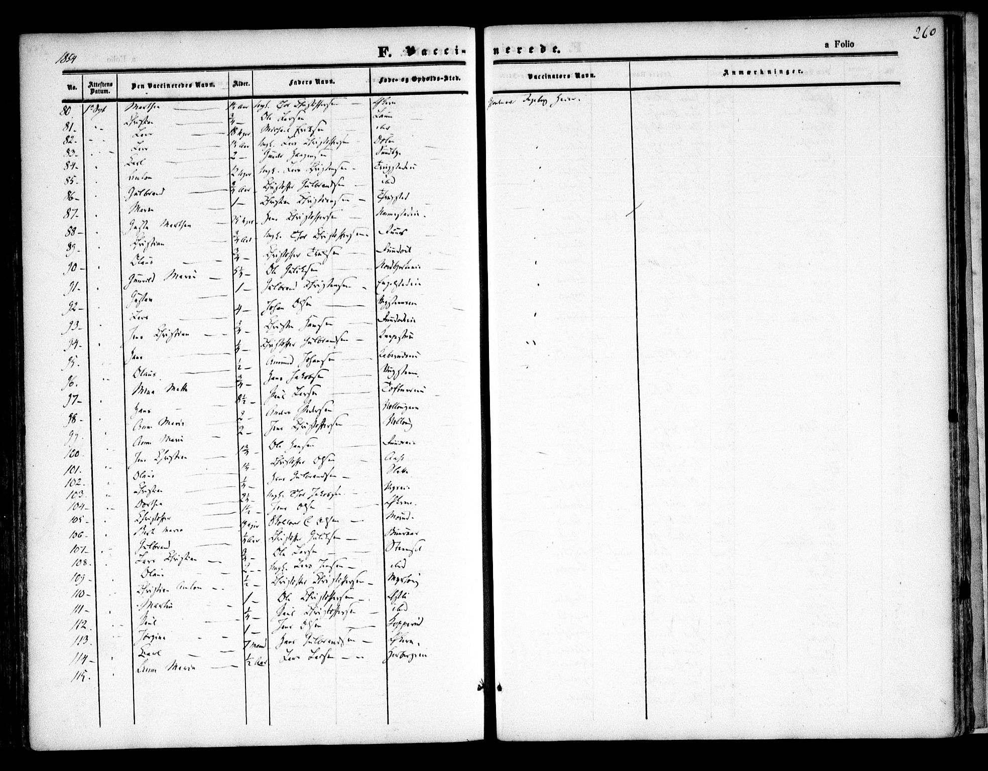 Nannestad prestekontor Kirkebøker, AV/SAO-A-10414a/F/Fa/L0011: Parish register (official) no. I 11, 1850-1859, p. 260