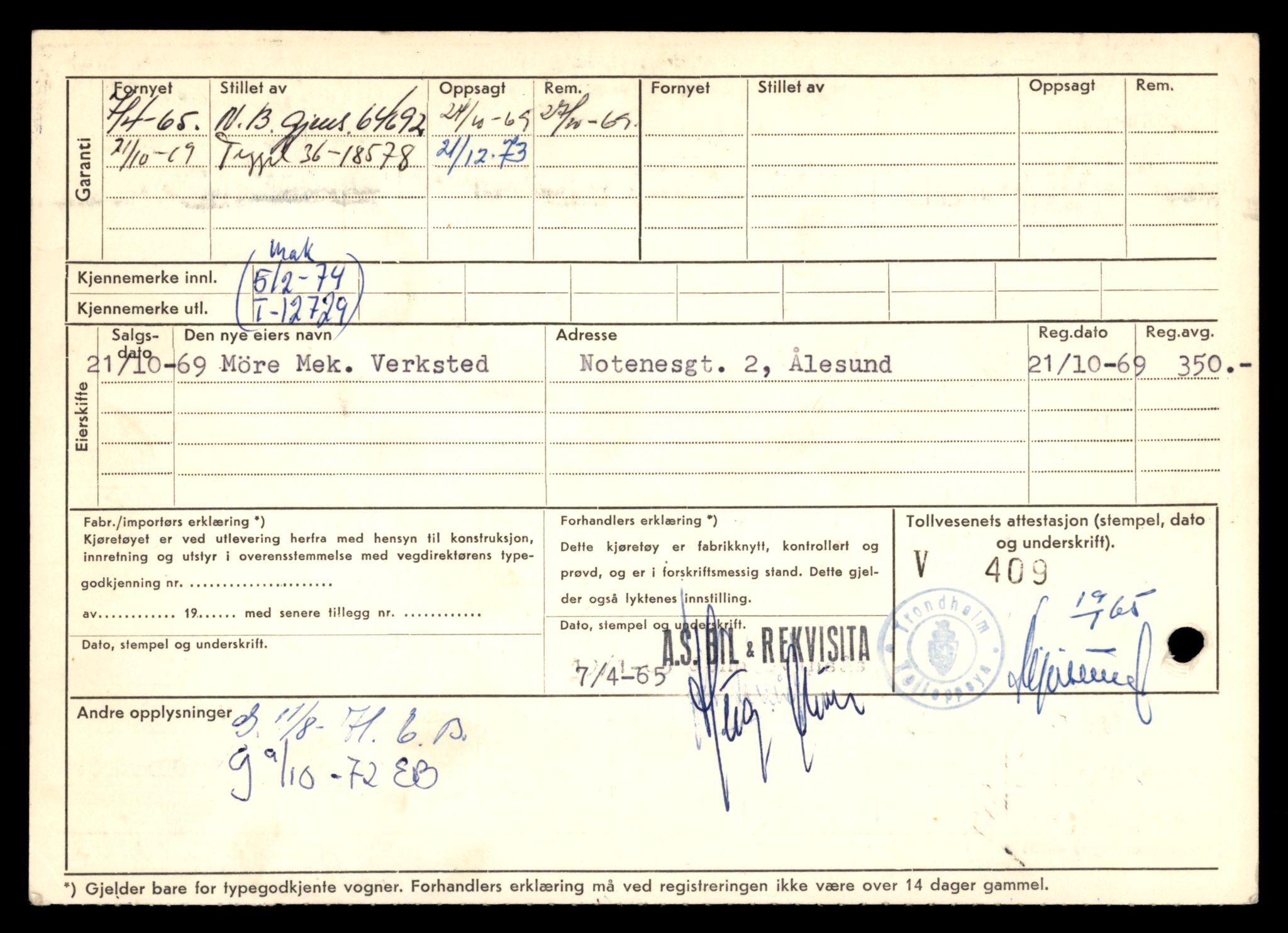 Møre og Romsdal vegkontor - Ålesund trafikkstasjon, AV/SAT-A-4099/F/Fe/L0035: Registreringskort for kjøretøy T 12653 - T 12829, 1927-1998, p. 1429