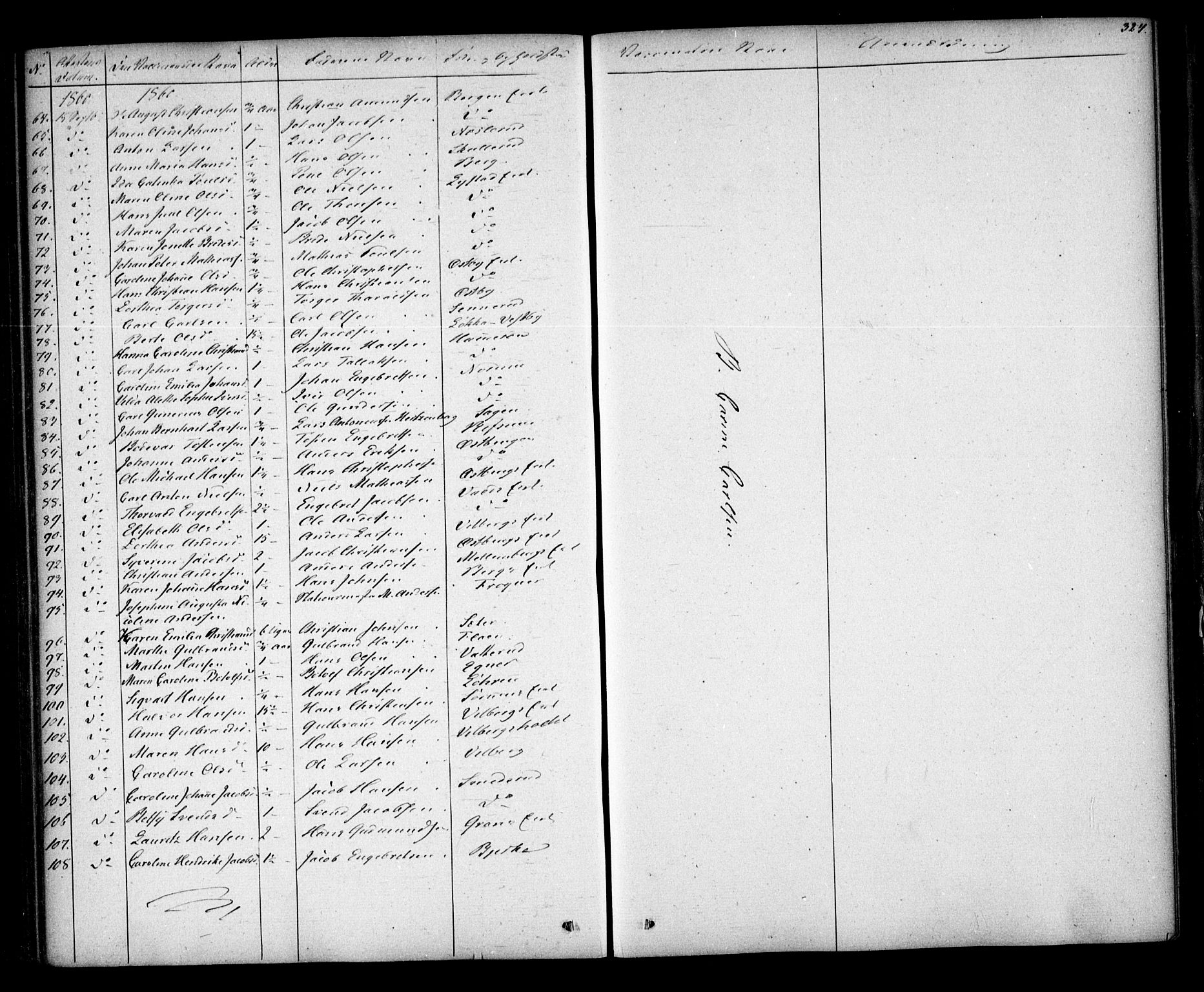 Sørum prestekontor Kirkebøker, AV/SAO-A-10303/F/Fa/L0005: Parish register (official) no. I 5, 1846-1863, p. 324