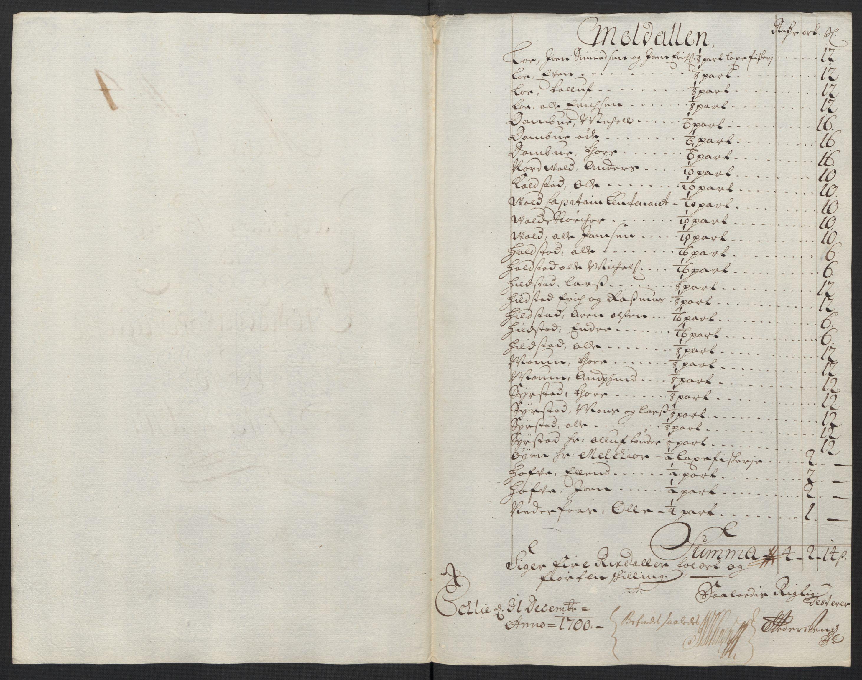 Rentekammeret inntil 1814, Reviderte regnskaper, Fogderegnskap, RA/EA-4092/R60/L3950: Fogderegnskap Orkdal og Gauldal, 1700, p. 111