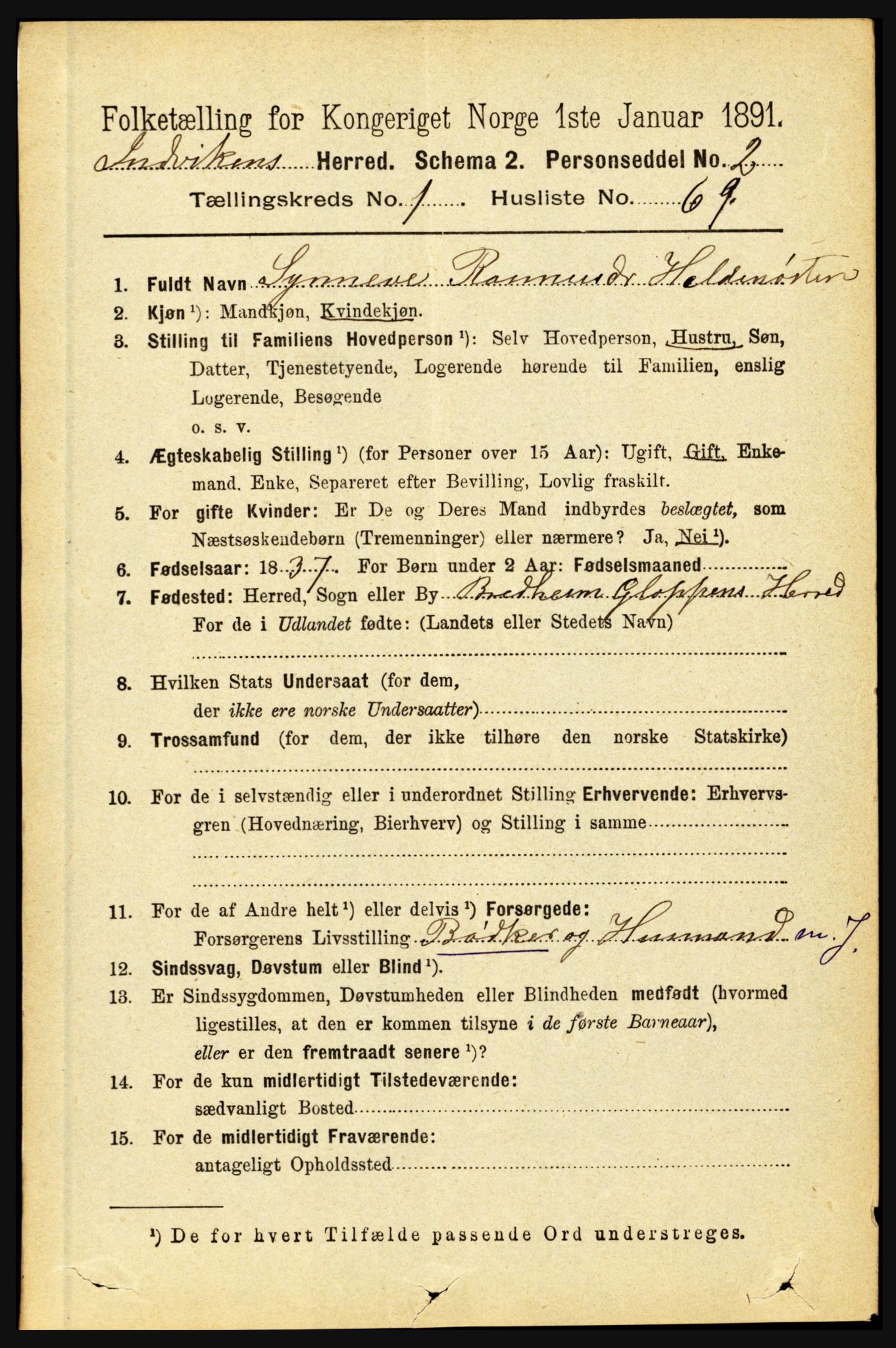 RA, 1891 census for 1447 Innvik, 1891, p. 539