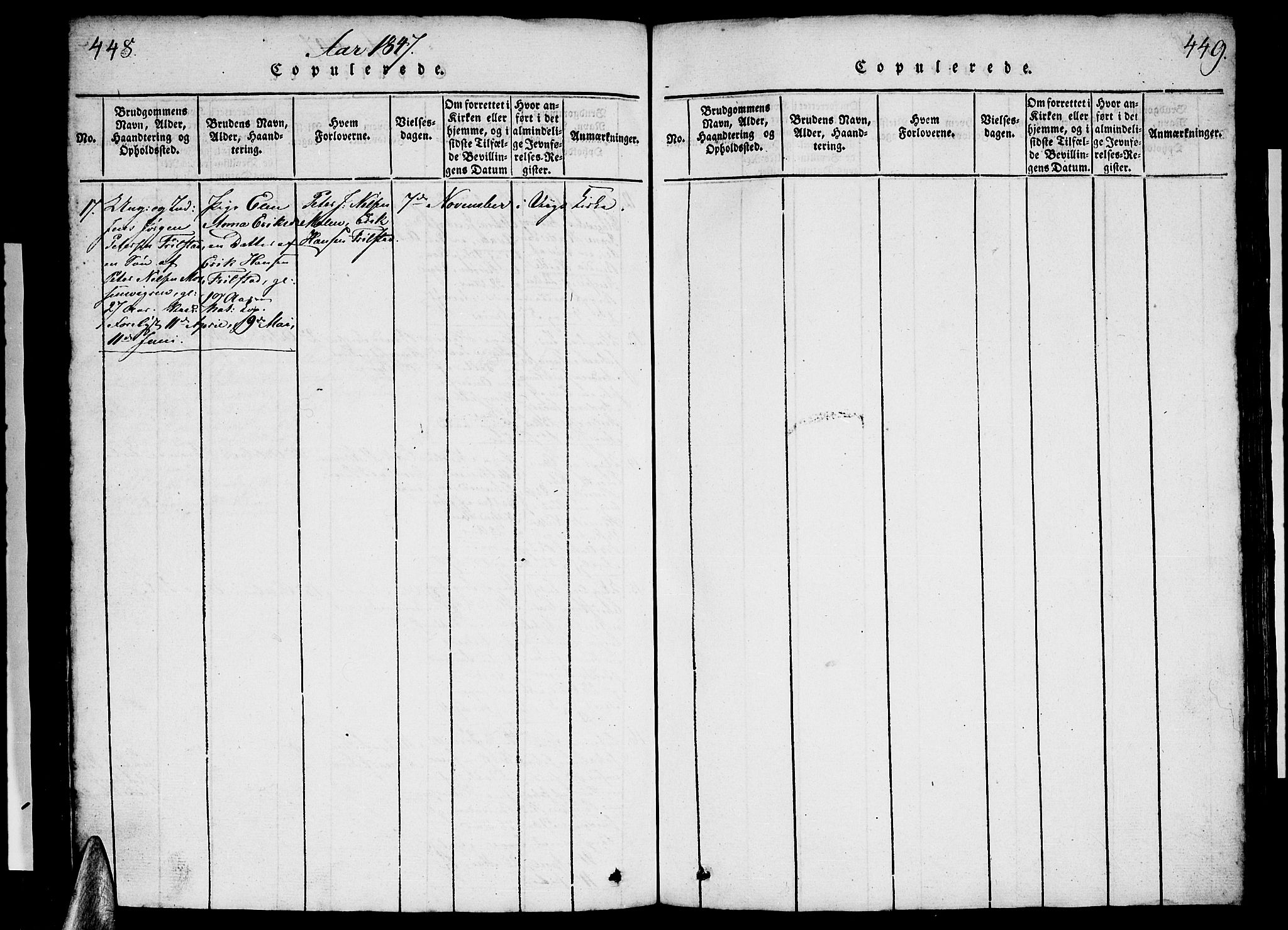 Ministerialprotokoller, klokkerbøker og fødselsregistre - Nordland, AV/SAT-A-1459/812/L0186: Parish register (copy) no. 812C04, 1820-1849, p. 448-449